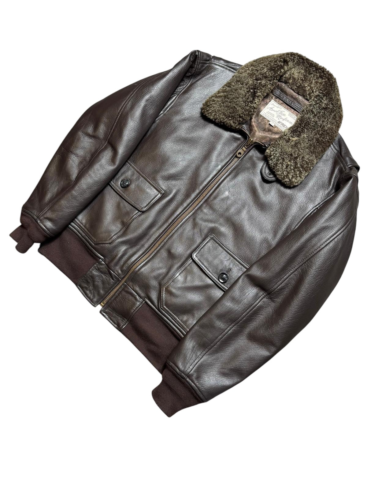 Jacket cuir cowhide flight G-1 Avirex Japan exclusive usn brown 00’s - L