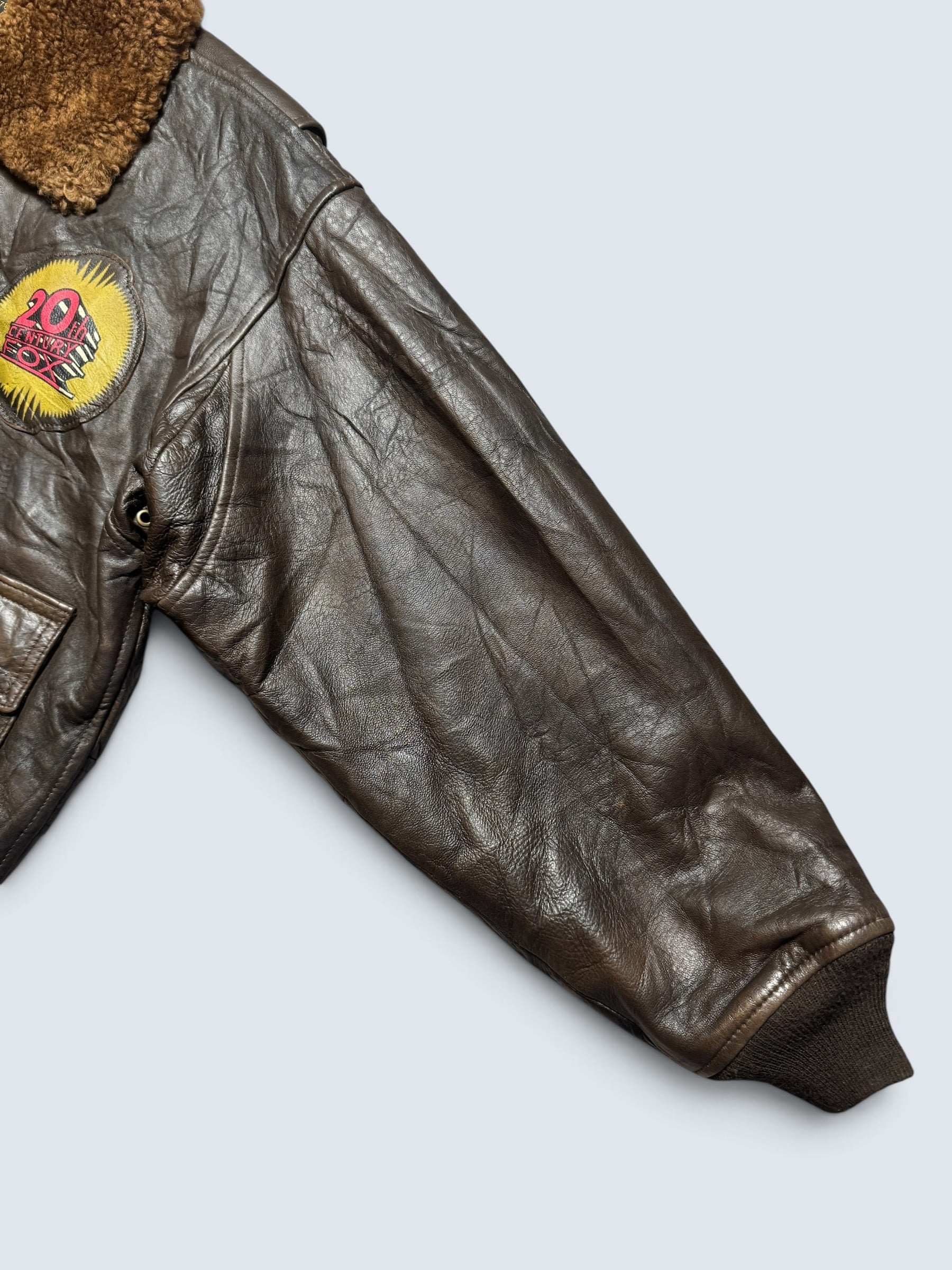 Jacket cuir cowhide flight G-1 Avirex Limited Made in USA usn 20th patch brown 80’s - M