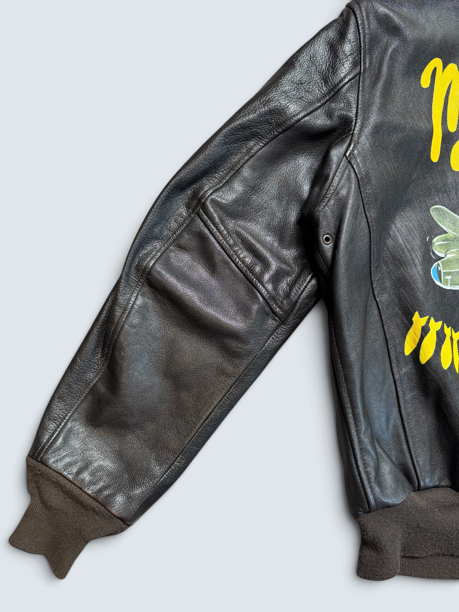 Jacket cuir goatskin flight A-2 Cockpit made in usa usaf Menphis Belle nose art patch black - 40 (L/XL)