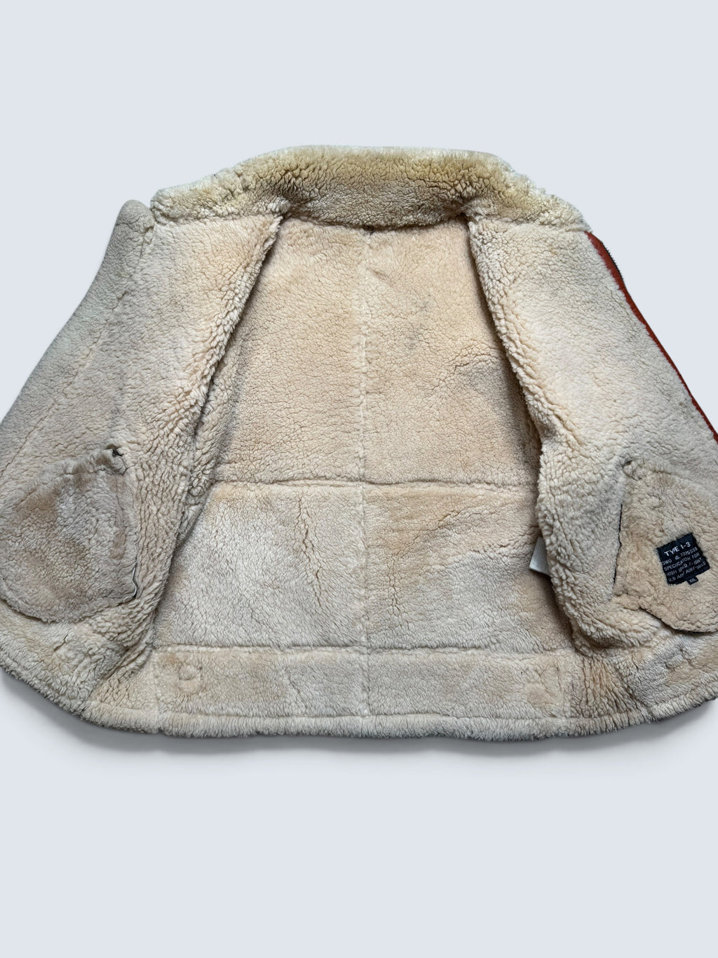Jacket cuir bomber flight shearling aviator B-3 usaf brown vintage 80’s - XL