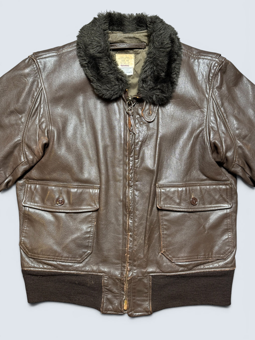 Jacket cuir goatskin flight G-1 original US Navy Brill Bros 1975 Vietnam Era - 44 (XL)