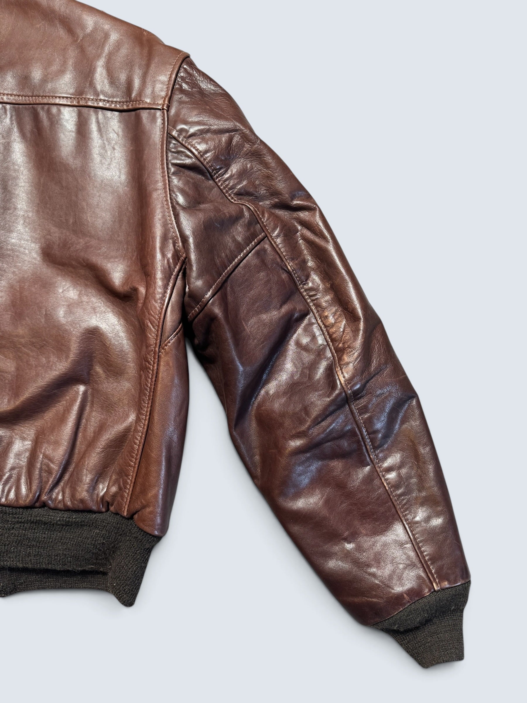 Jacket cuir cowhide flight bomber Schott NYC 674MS made in USA brown 70’s - 46 (XL)