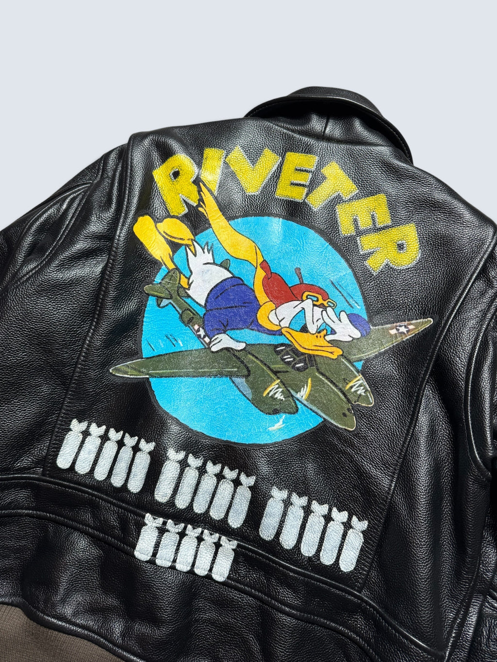 Jacket cuir cowhide flight G-1 Life Tools usn Donald Duck full patch black 90’s - M/L