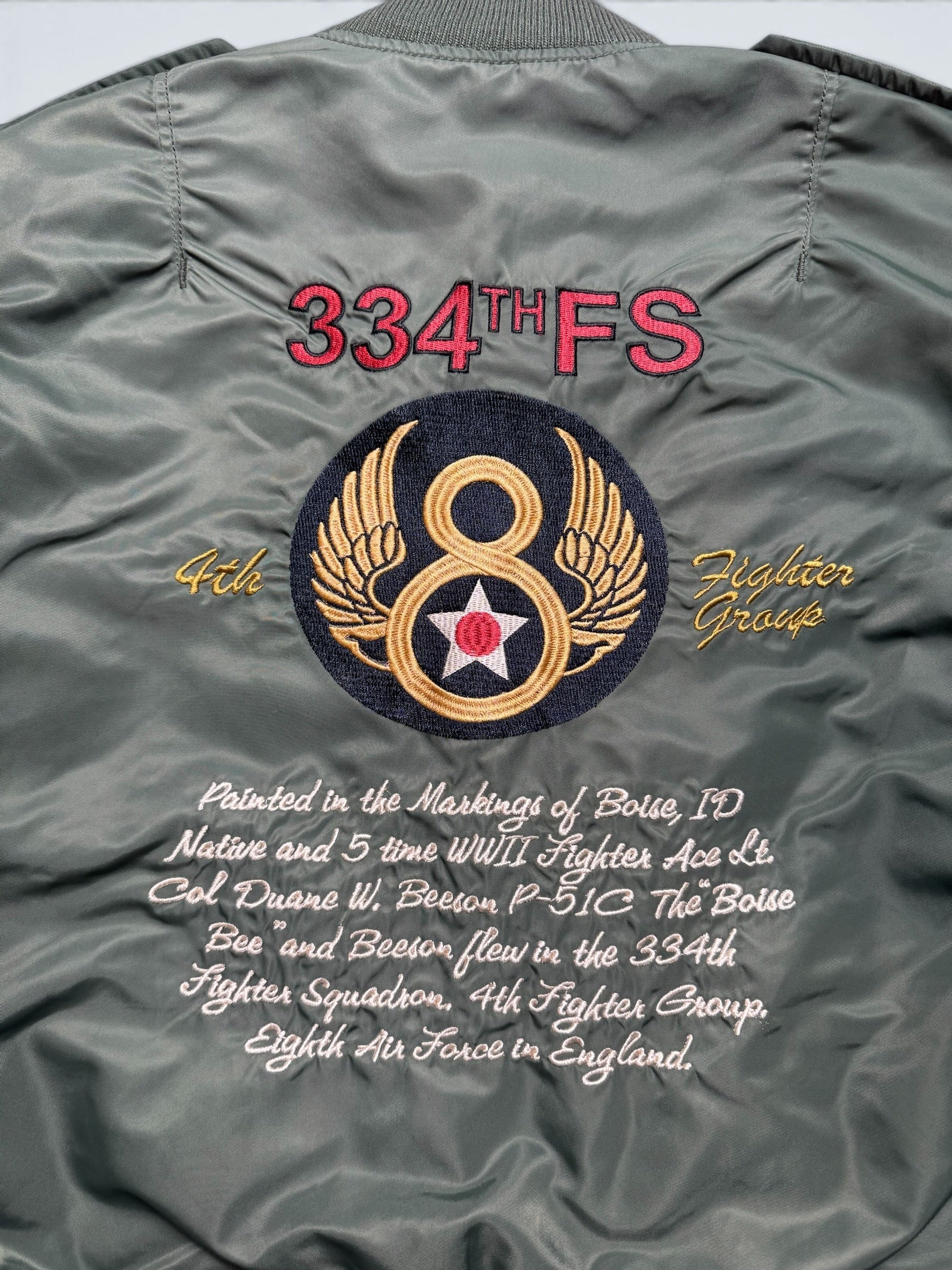 Jacket bomber flight L-2b Avirex LTD 334th FS usaf full patch kaki vintage 00’s - M