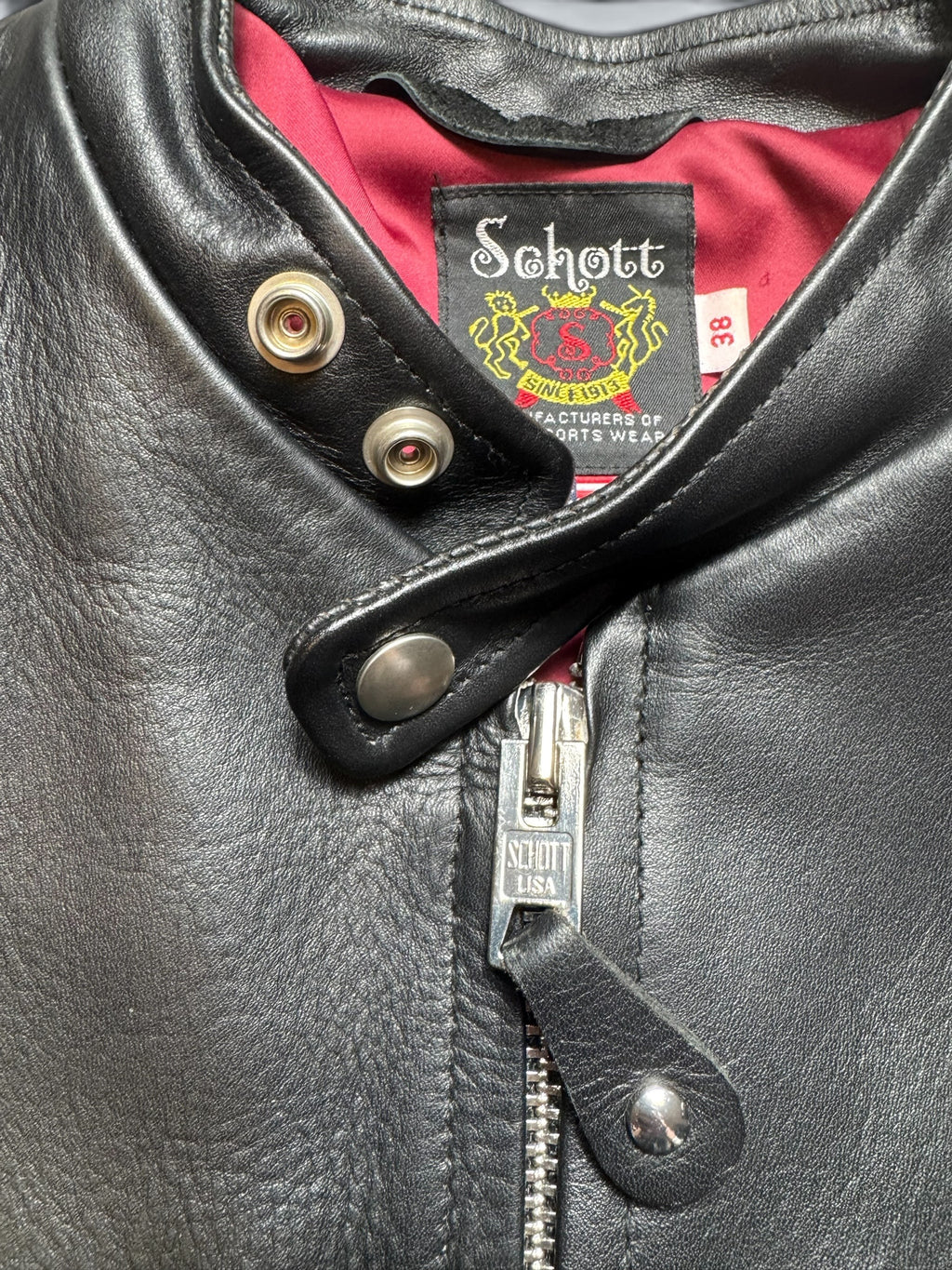 Jacket cuir cowhide Cafe Racer motorcycle Schott Bros. made in USA 641xx Japan exclusive black 00's - 38 (M)