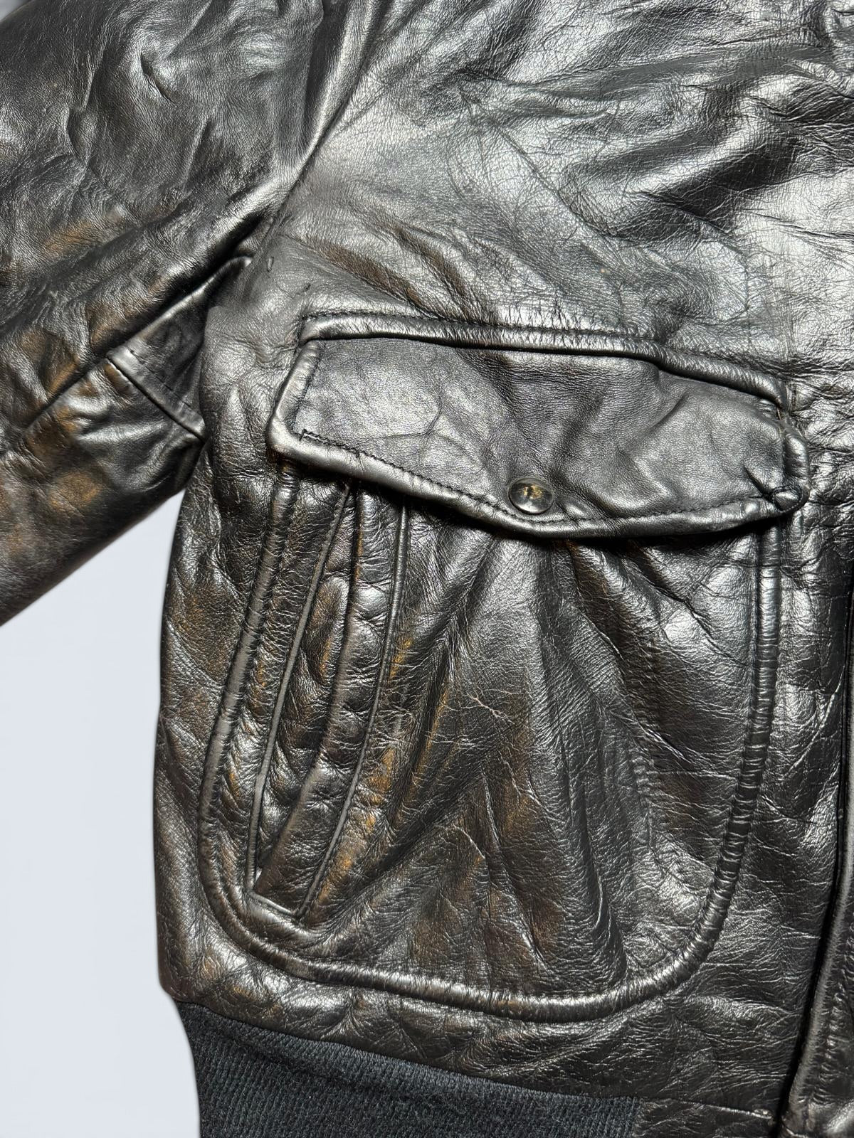 Jacket cuir cowhide flight bomber Cooper made in USA black 70’s - 40 (M)