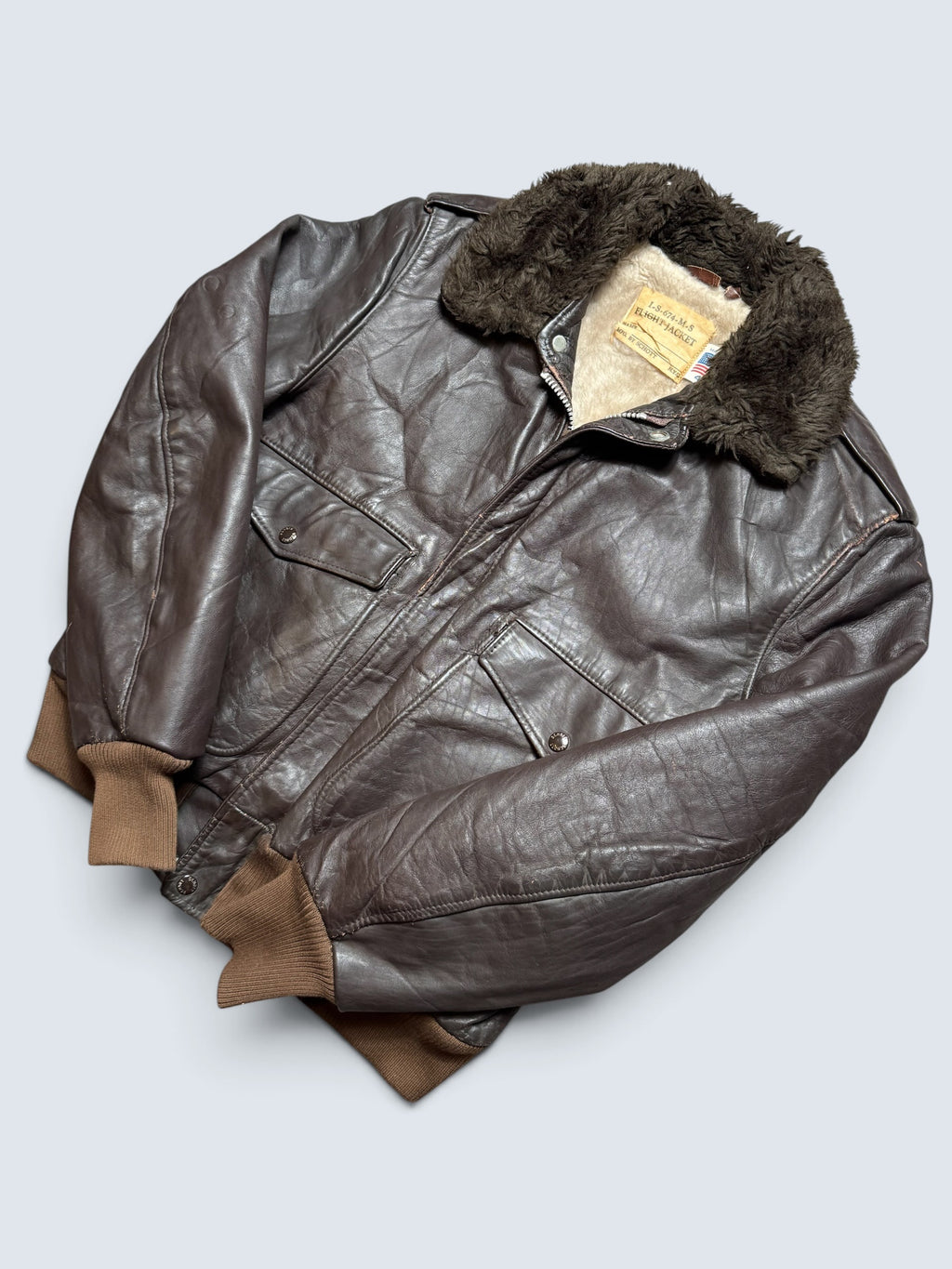 Jacket cuir cowhide flight bomber Schott NYC 674MS made in USA black 70’s - 40 (M)
