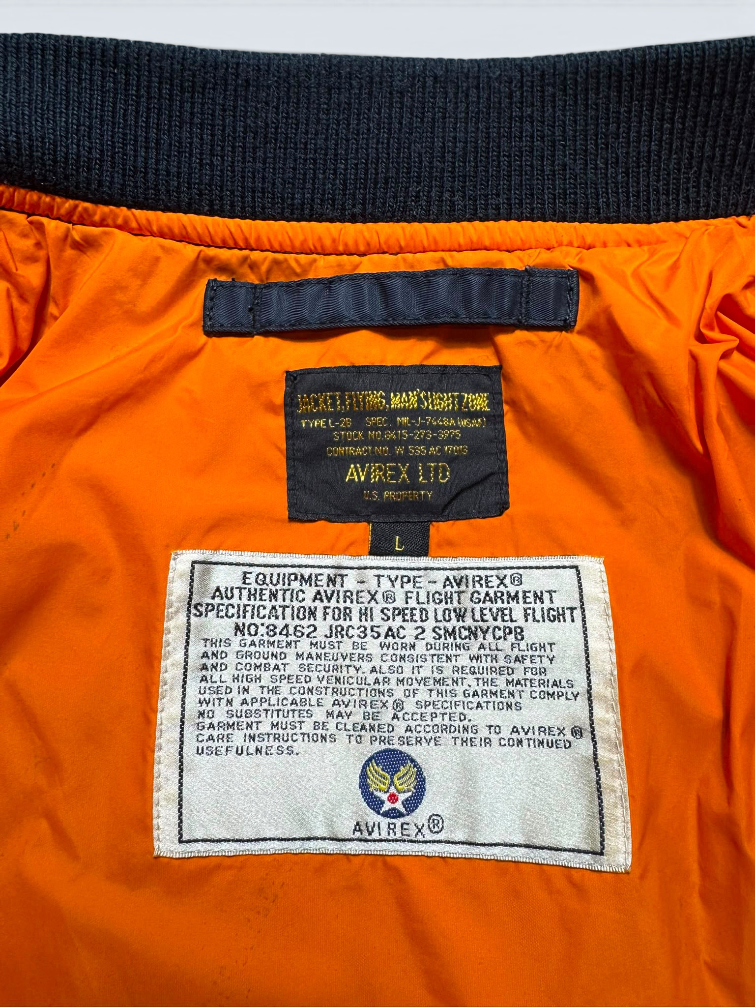 Jacket bomber flight L-2b Avirex ltd Japan exclusive top gun usaf full patch navy 00’s - S/M