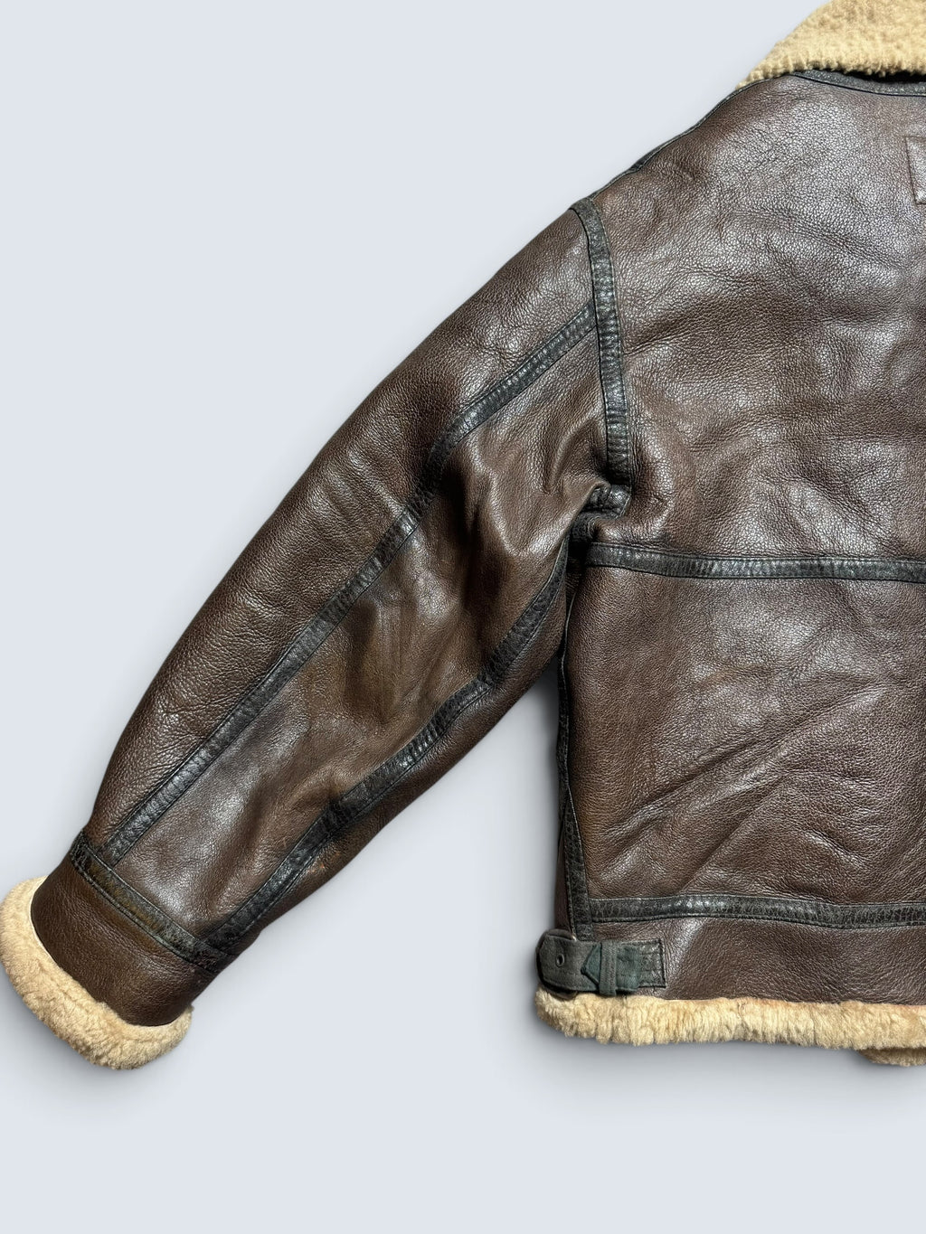 Jacket cuir bomber flight shearling aviator B-3 usaf brown vintage 80’s - L