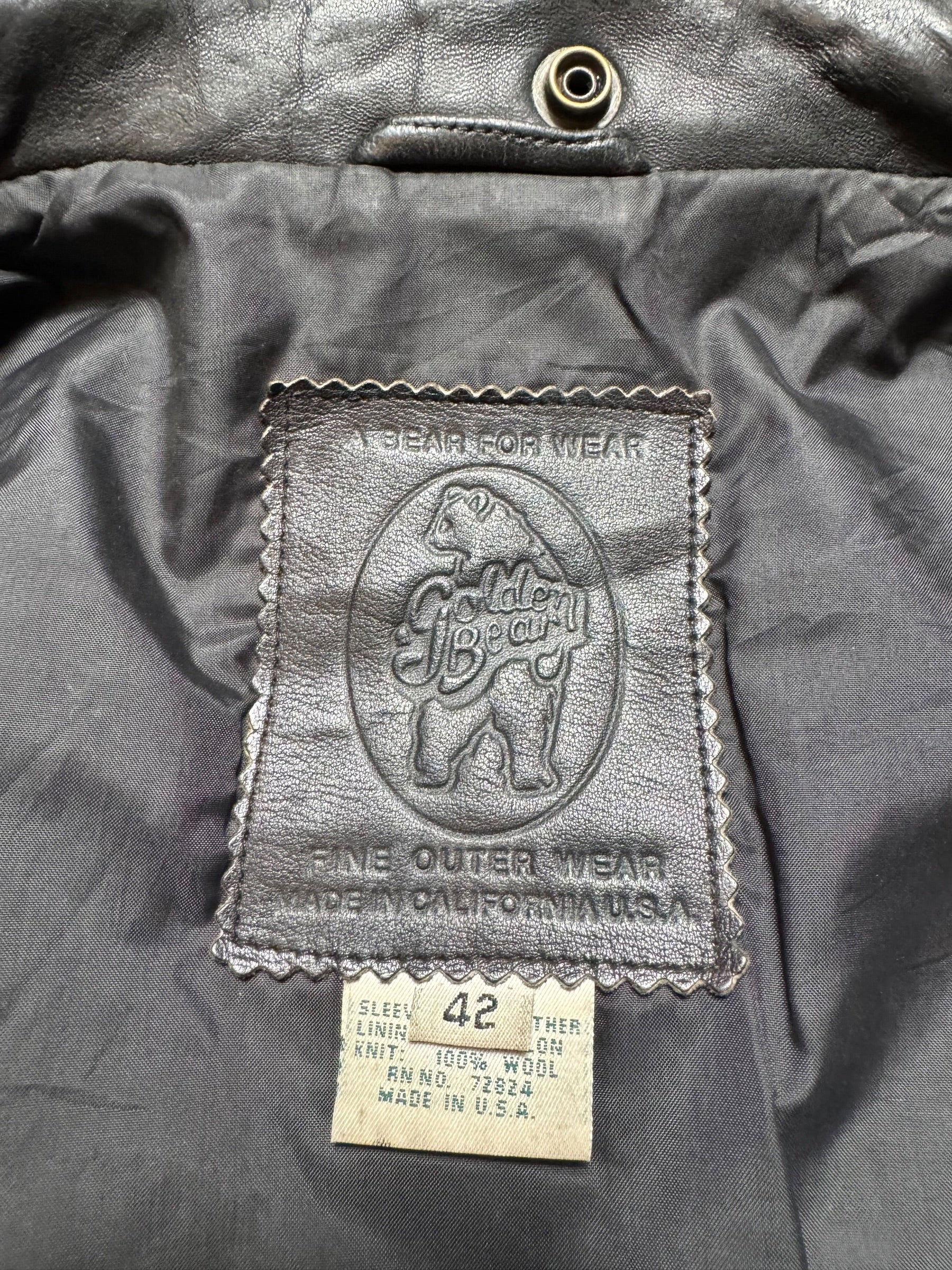 Jacket cuir bomber flight pilot Golden Bear G-1 made in USA black 80’s - 42 (XL)