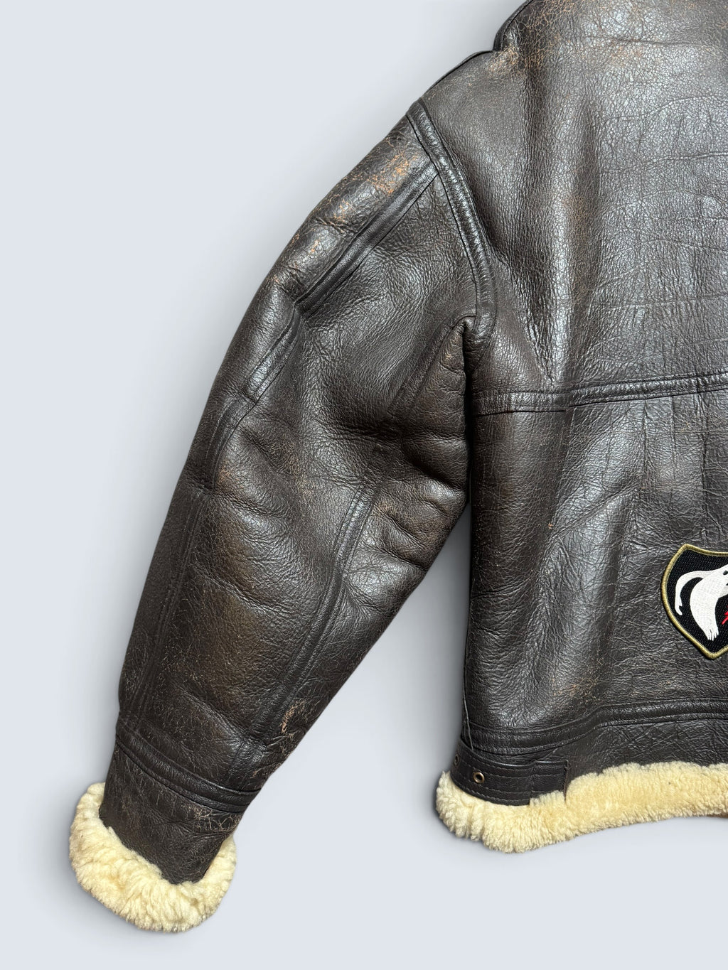 Jacket cuir flight shearling B-3 Avirex made in USA usaf black vintage 80’s - 38 (M/L)