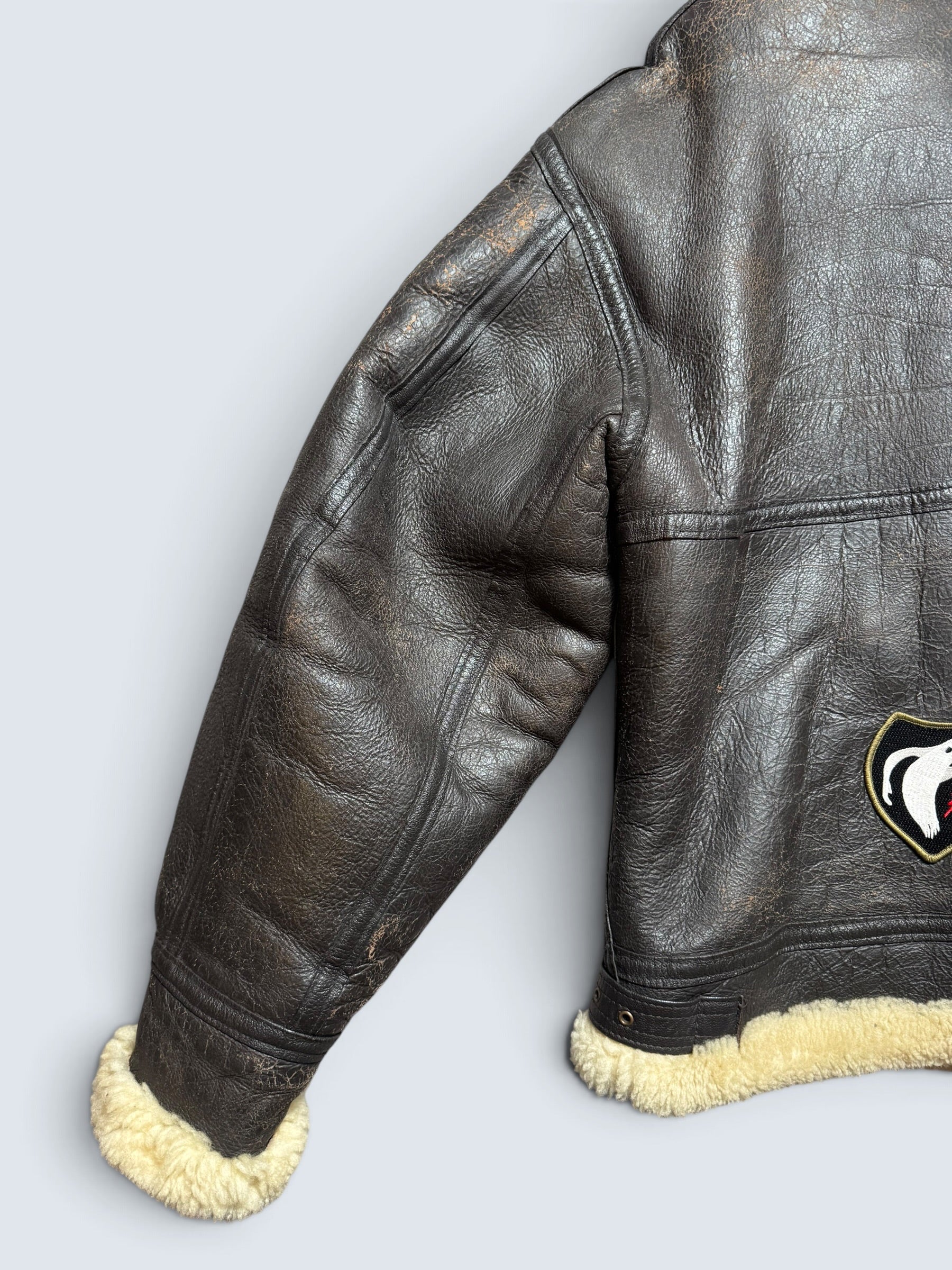 Jacket cuir flight shearling B-3 Avirex made in USA usaf black vintage 80’s - 38 (M/L)