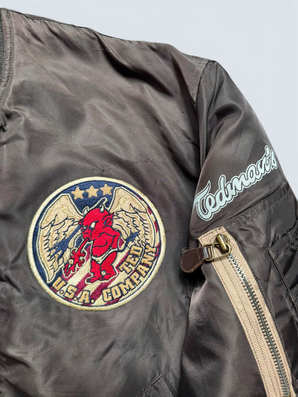 Jacket bomber fly ma-1 Tedman Company lucky Devil usaf brown vintage 00’s - L