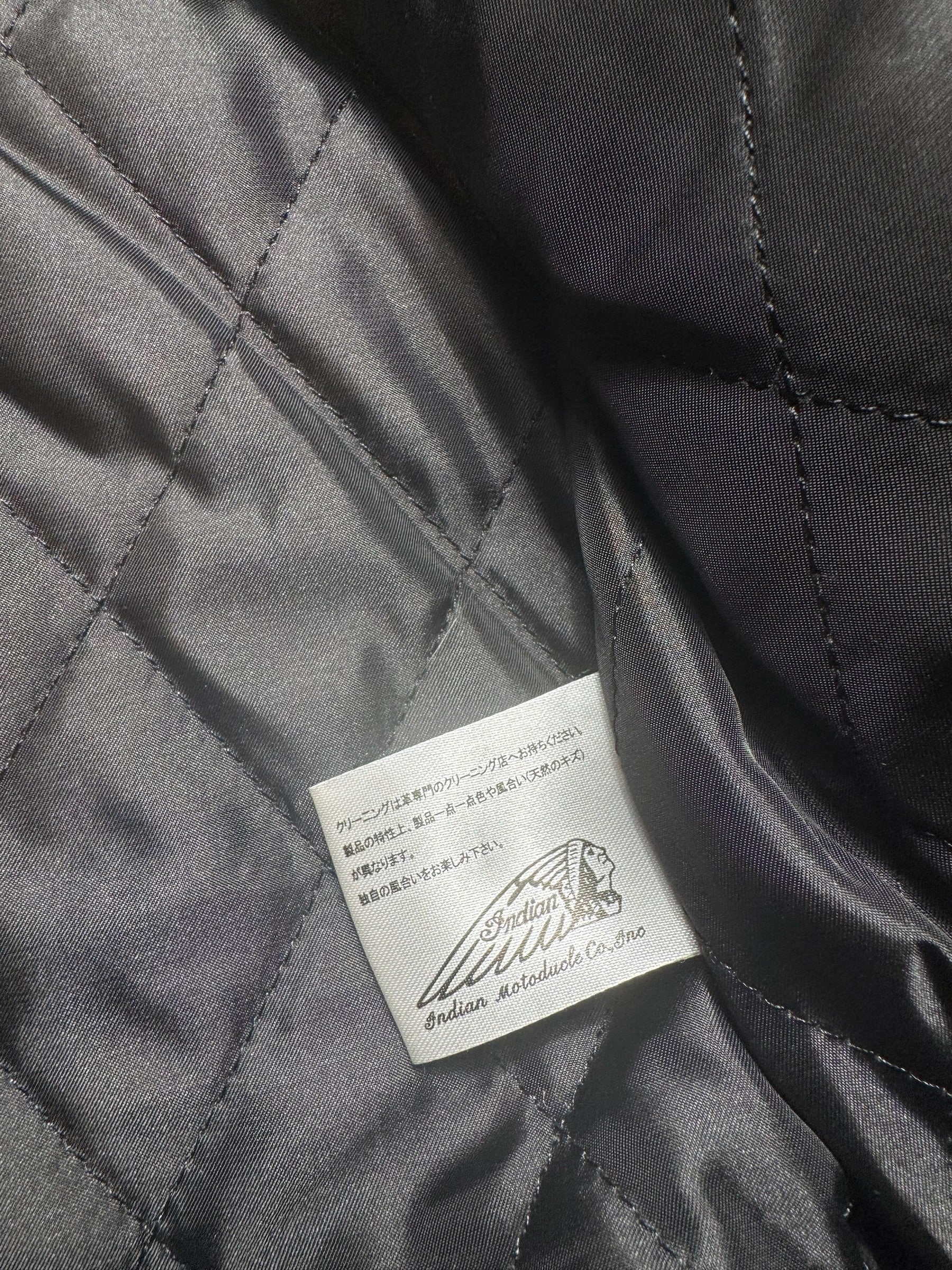 Jacket teddy varsity cuir Indian Motorcycle Japan edition black & white 00's - S