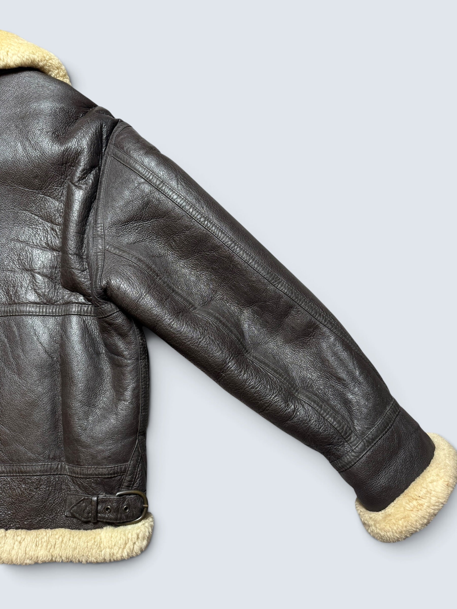 Jacket cuir bomber flight shearling aviator B-3 made in Australia usaf black vintage 90’s - L