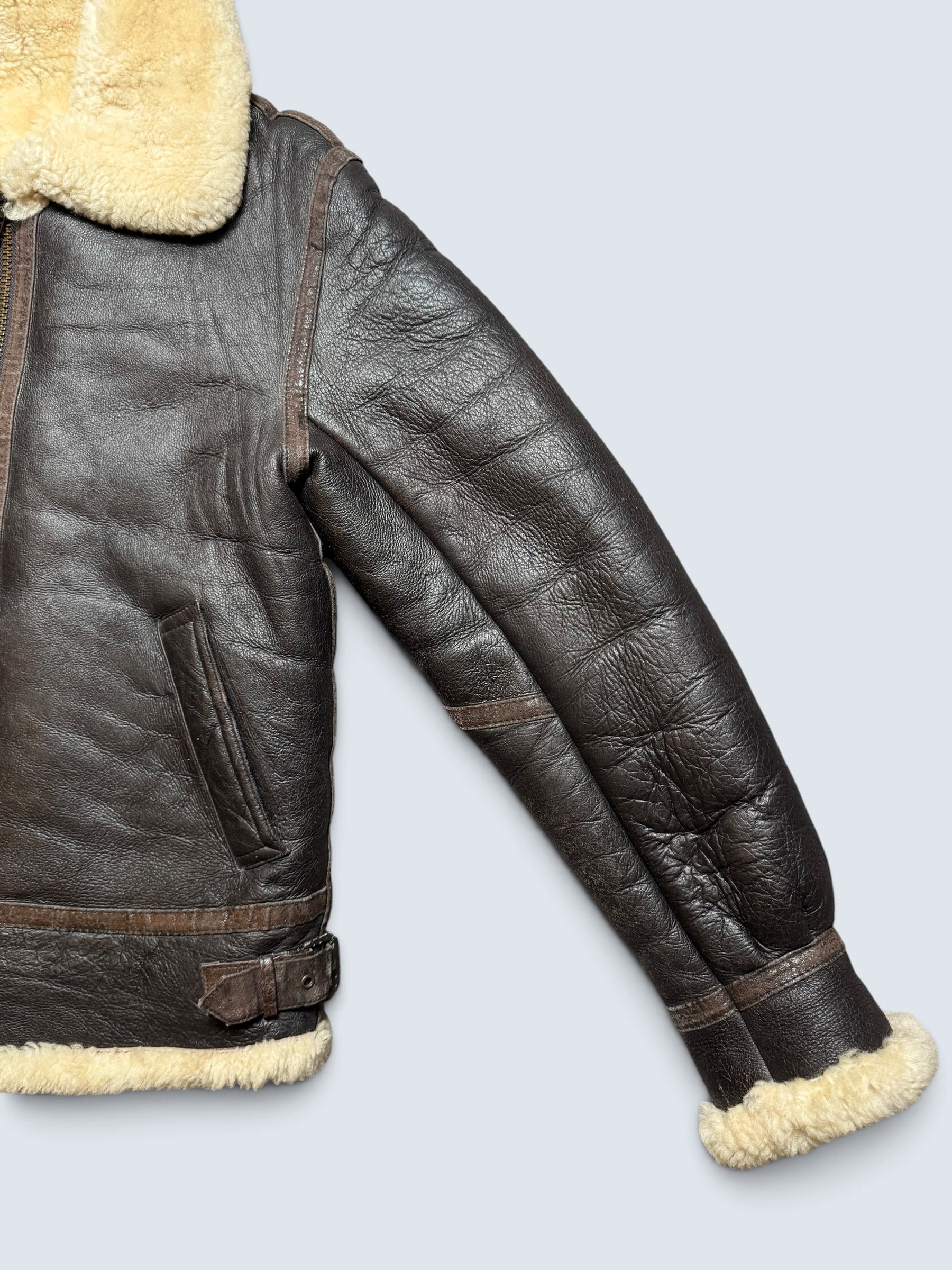 Jacket cuir bomber flight shearling B-3 usaf black vintage 80’s -M