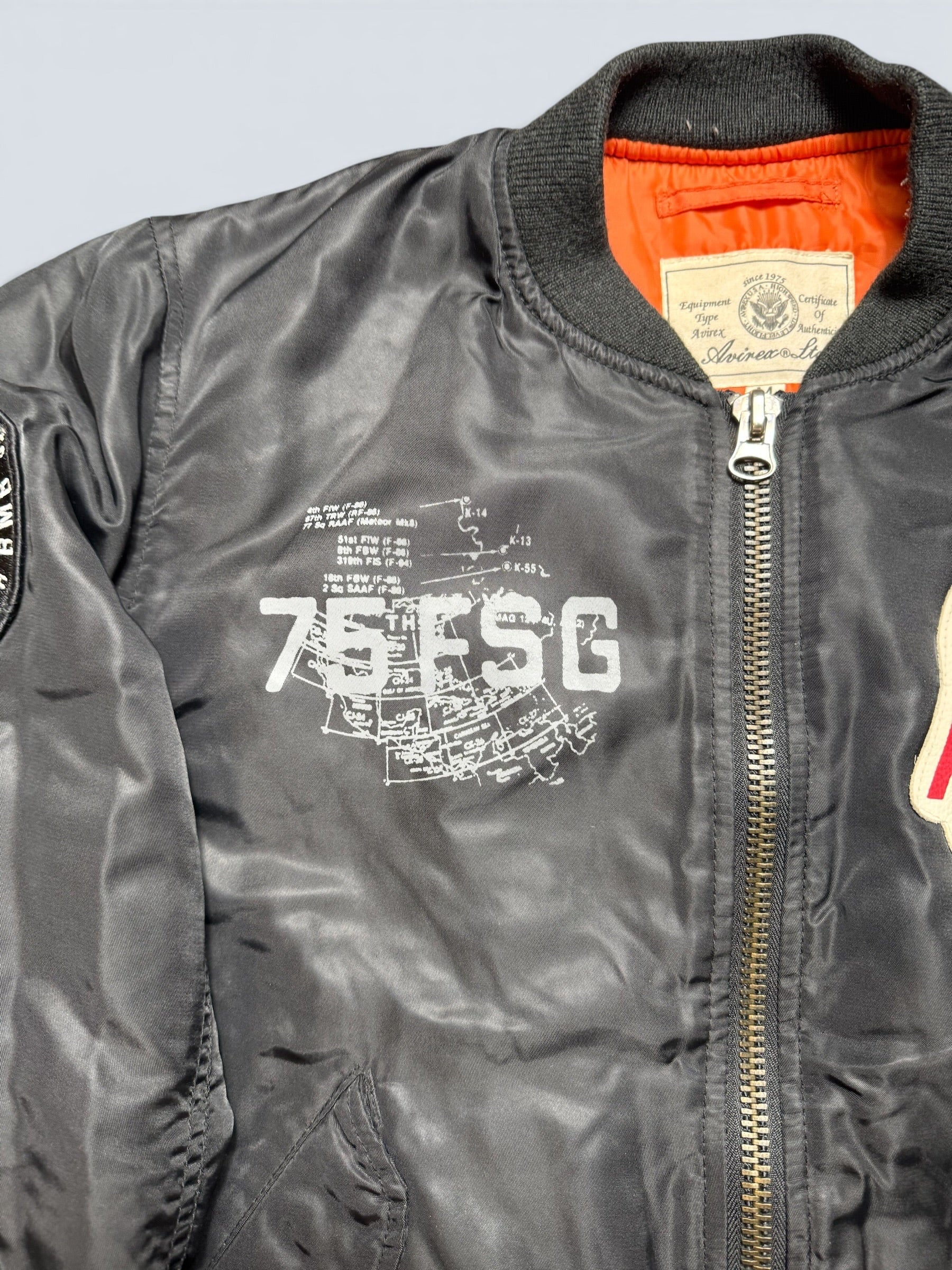 Jacket bomber flight Ma-1 Avirex LTD 75 FSG made in Korea black vintage 90's - M