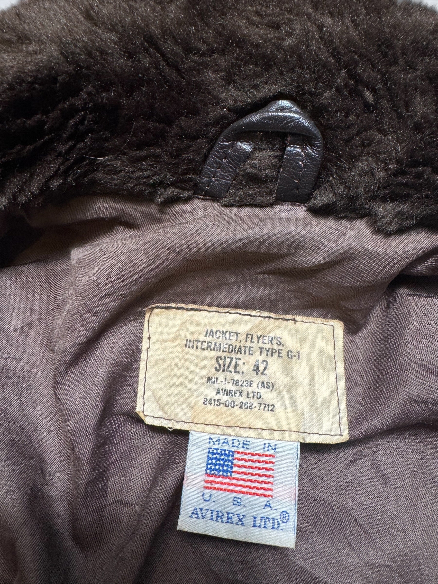 Jacket cuir cowhide flight G-1 Avirex LTD made in USA usn black 70’s - 42 (L)