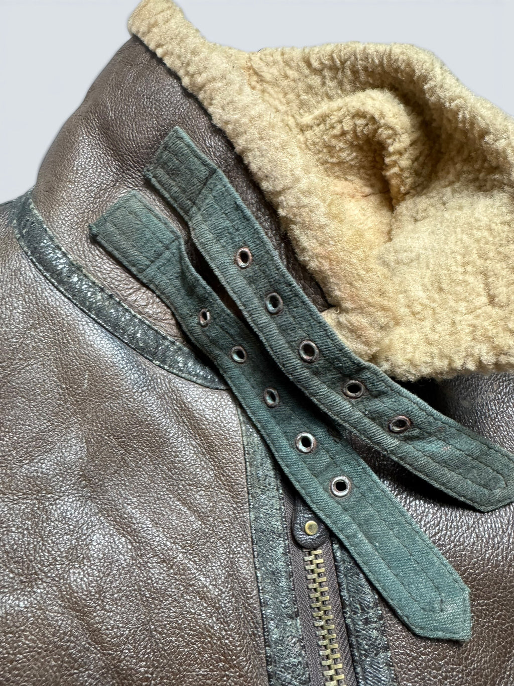 Jacket cuir bomber flight shearling aviator B-3 usaf brown vintage 80’s - L