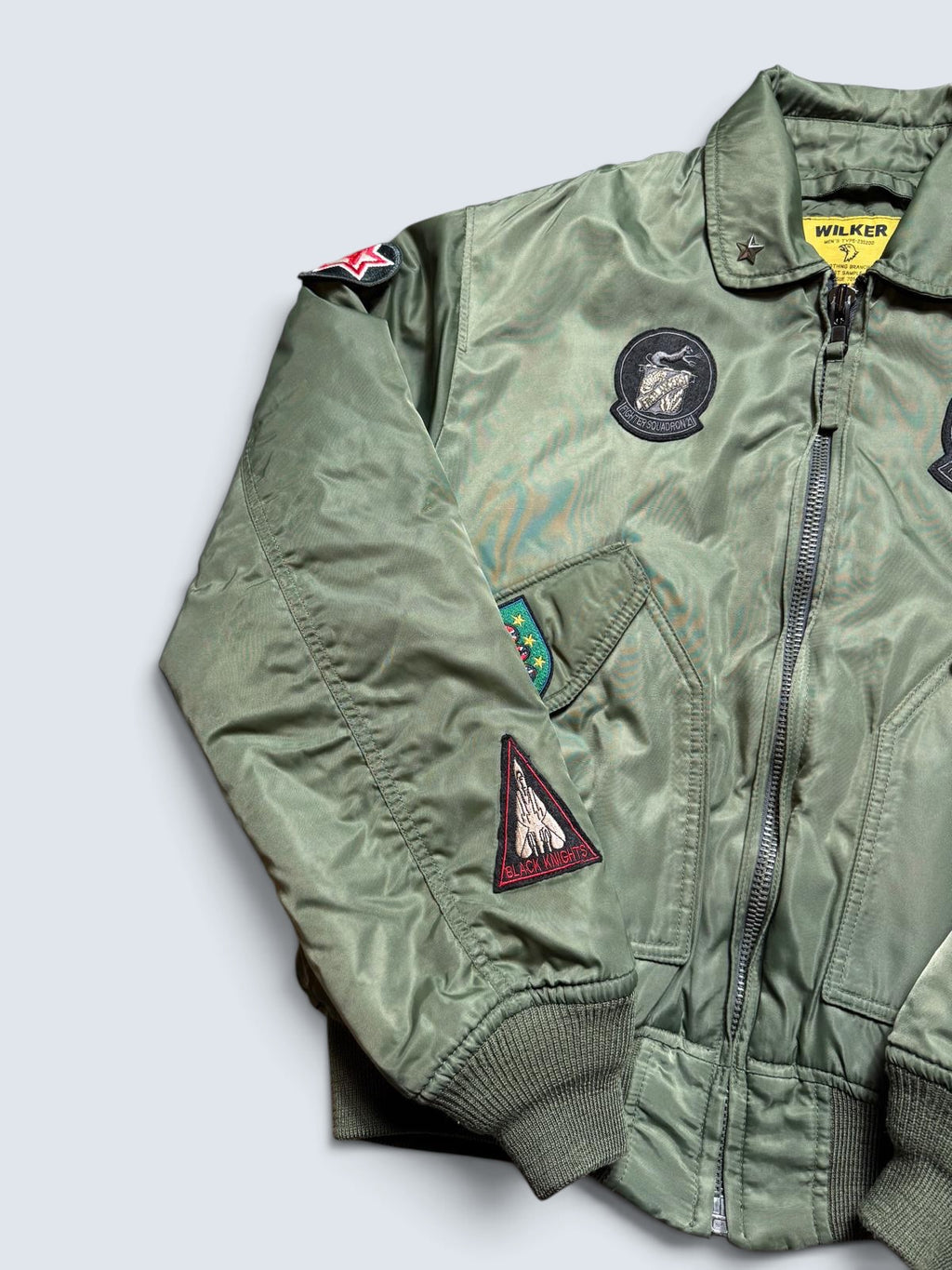 Jacket bomber flight CWU-45P Wilker Industries full patch kaki vintage 00’s - L