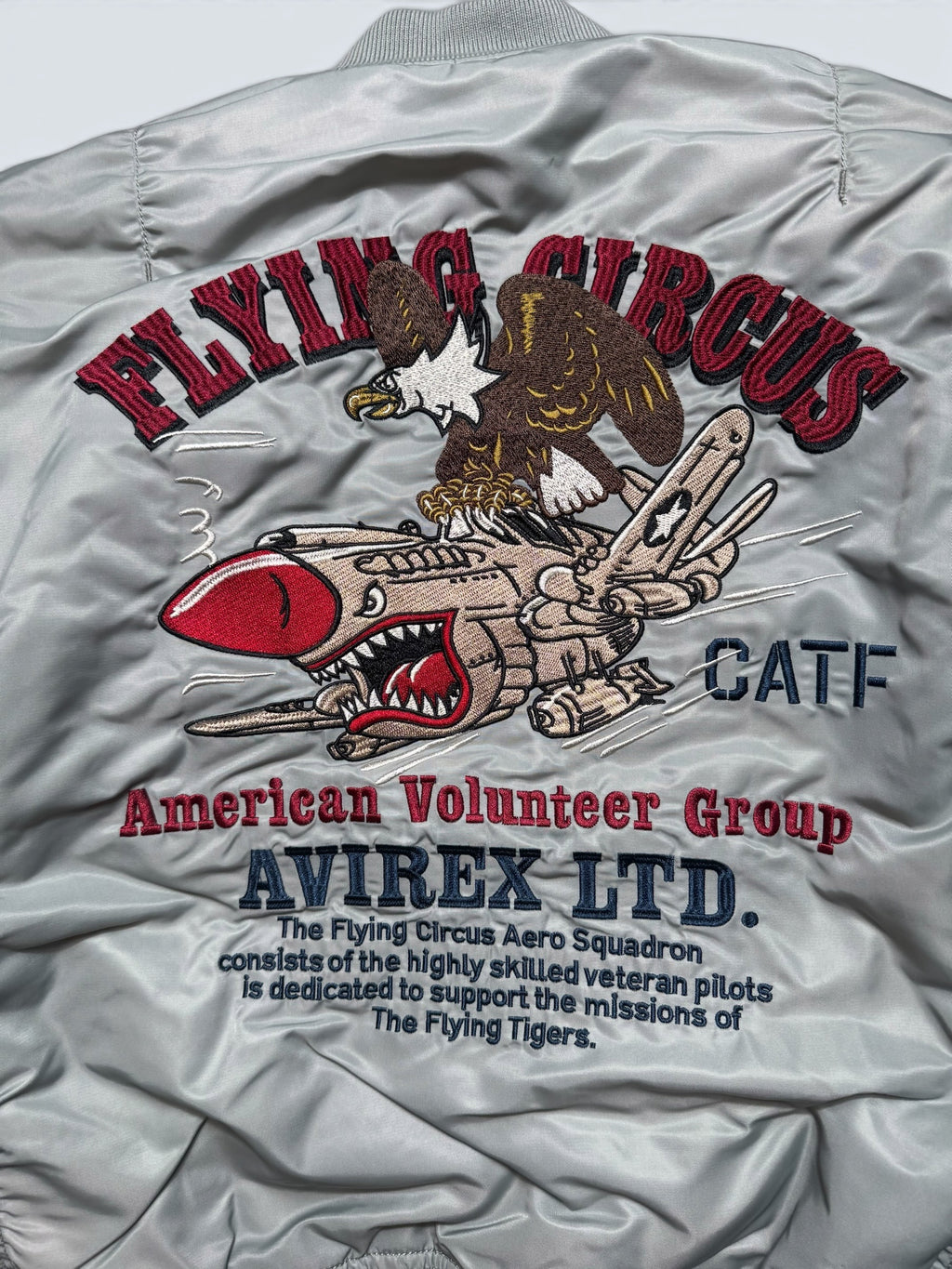 Jacket nylon bomber flight Ma-1 Avirex LTD Japan exclusive Flying Circus embroidery grey 00's - M