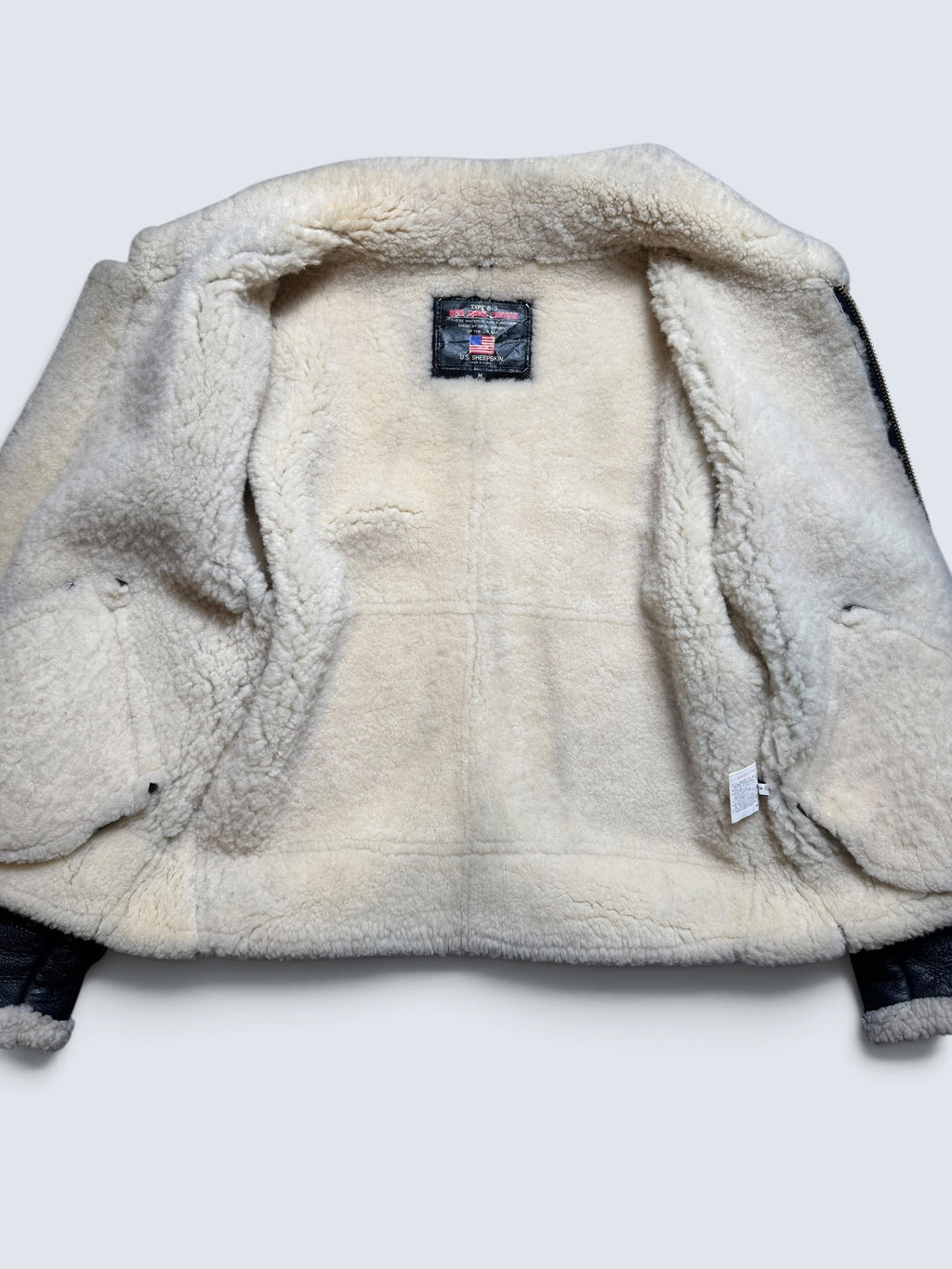 Jacket cuir bomber flight shearling B-3 Wind Armor usaf black vintage 90’s - M