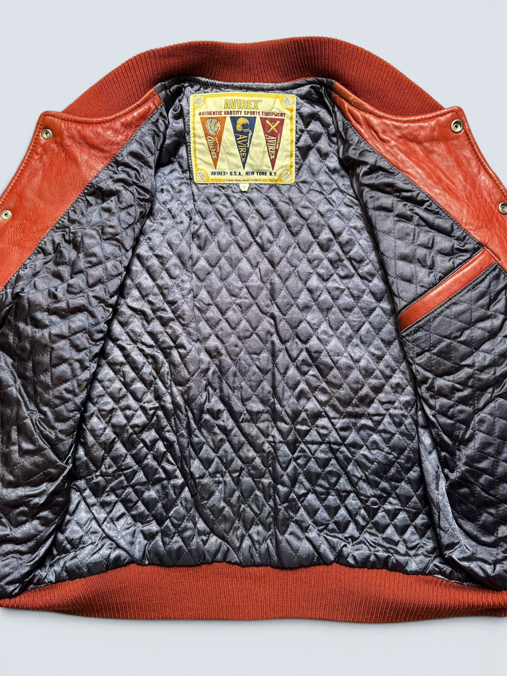 Jacket leather varsity baseball sport Avirex ltd usa wash dc red vintage 90’s - S