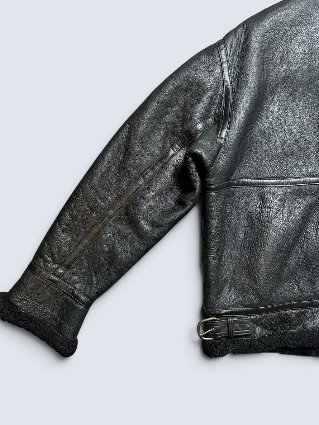 Jacket cuir bomber flight shearling aviator B-3 Aviation Co usaf black vintage 90’s - XL/XXL