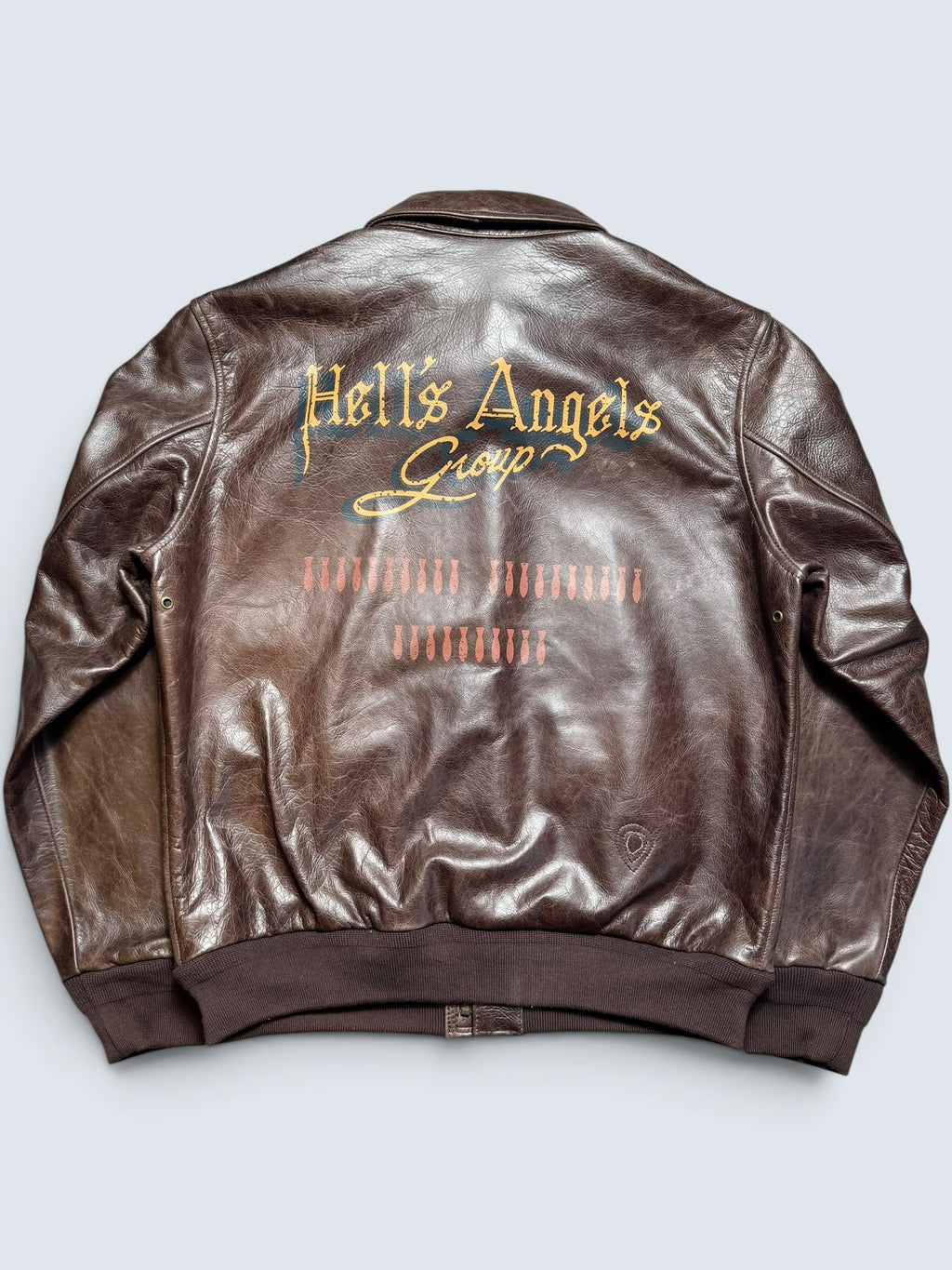 Jacket cuir horsehide flight A-2 Curphey Leather Hell's Angels patch & nose art usaf brown - 42 (L)