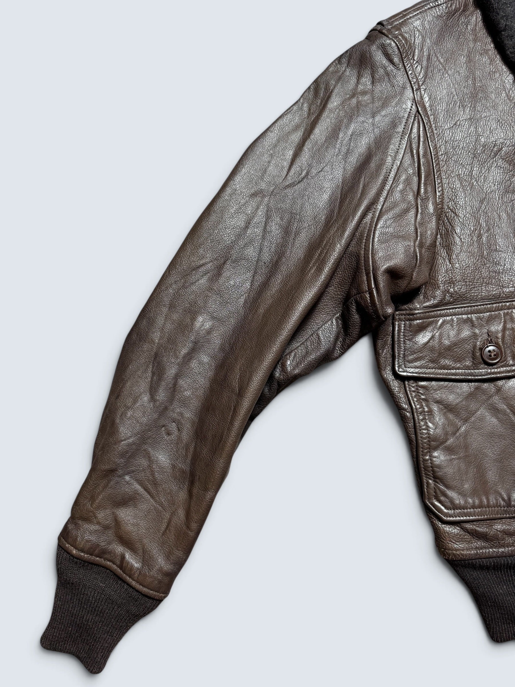 Jacket cuir goatskin flight G-1 original US Navy Ralph Edwards 1977 Cold War Era - 46 (XL)