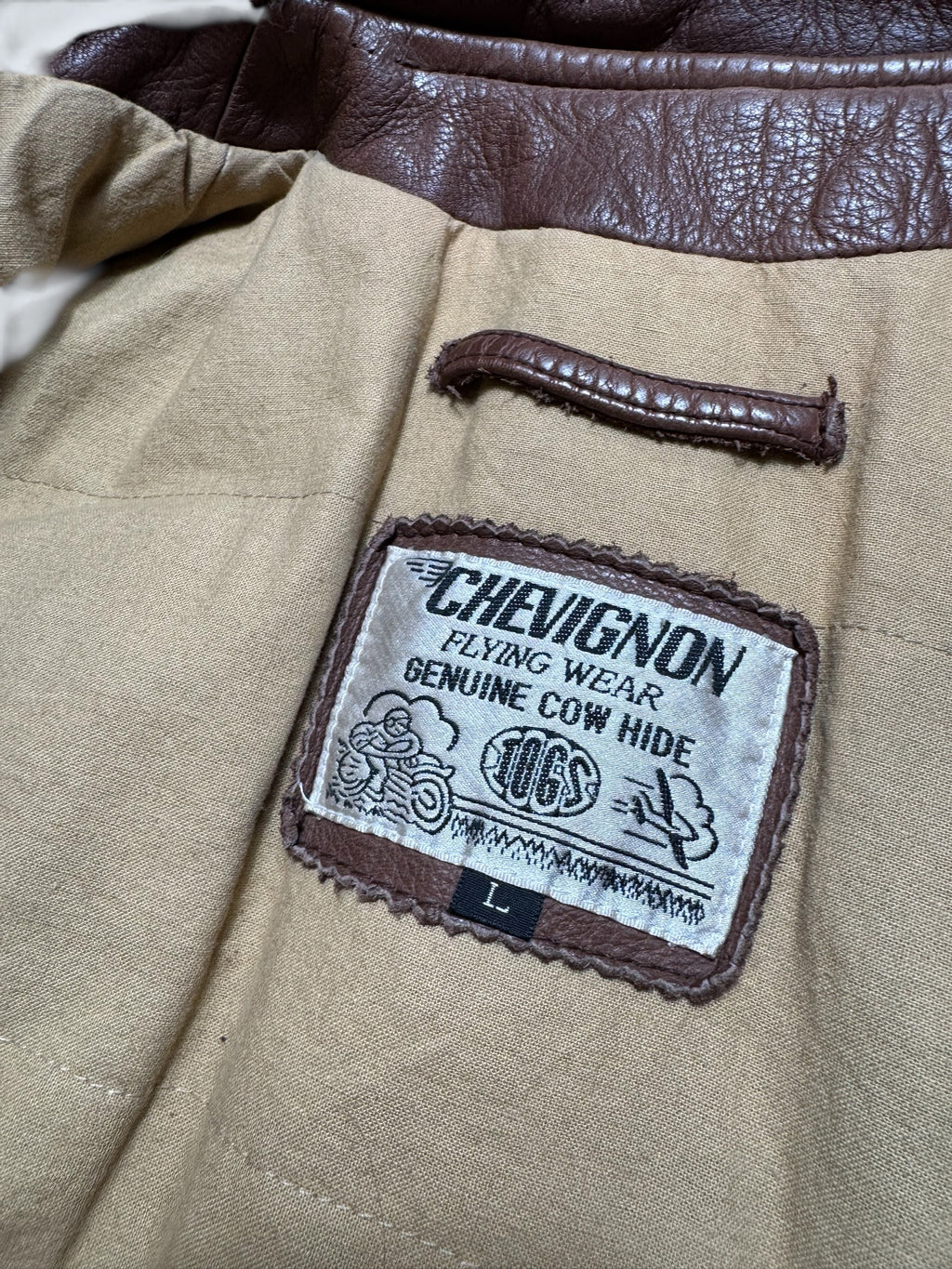 Jacket cuir cowhide flight bomber G-2 Chevignon Flying wear brown 80’s - L