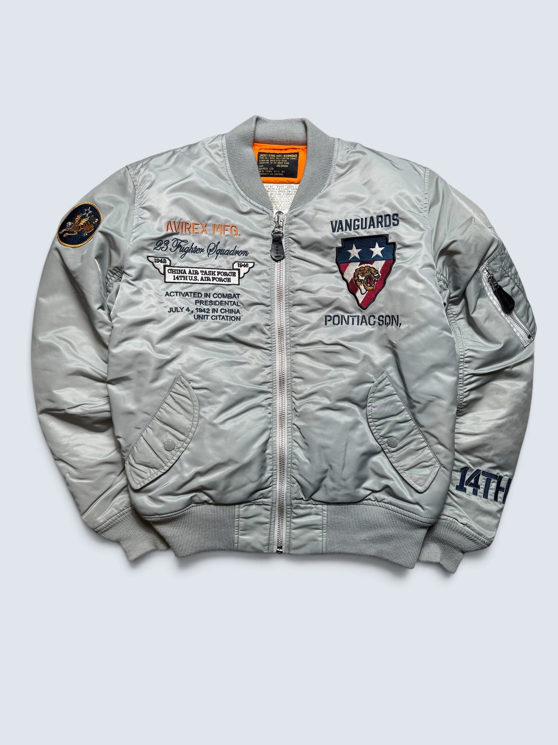 Jacket nylon bomber flight Ma-1 Avirex LTD Japan exclusive Flying Circus embroidery grey 00's - M