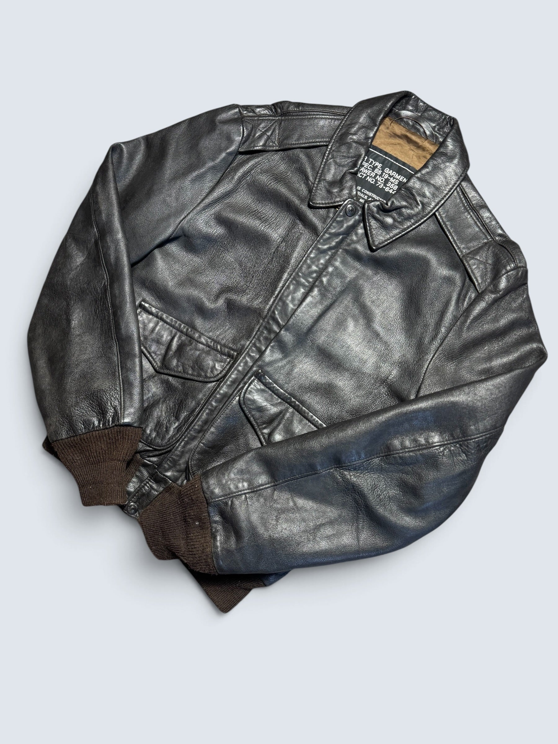 Jacket cuir cowhide flight A-2 Schott made in USA usaf black & brown 80’s - 40 (M)