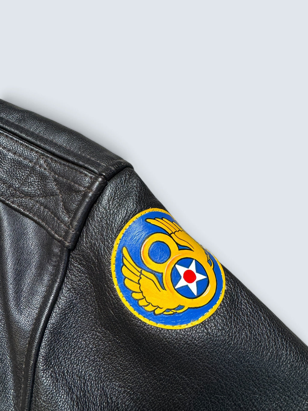 Jacket cuir goatskin flight A-2 Cockpit made in usa usaf Menphis Belle nose art patch black - 40 (L/XL)
