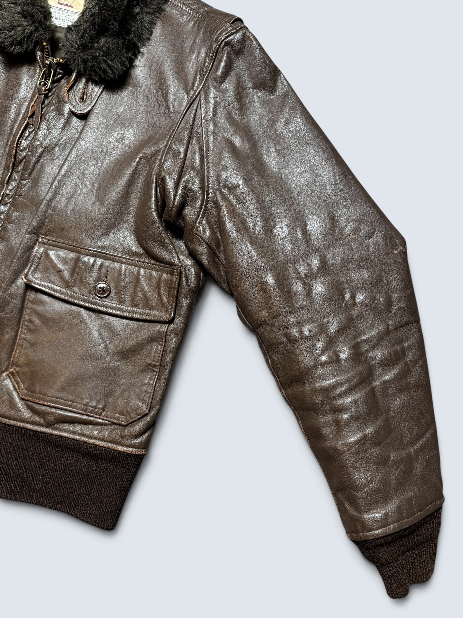 Jacket cuir goatskin flight G-1 original US Navy Brill Bros 1975 Vietnam Era - 44 (XL)