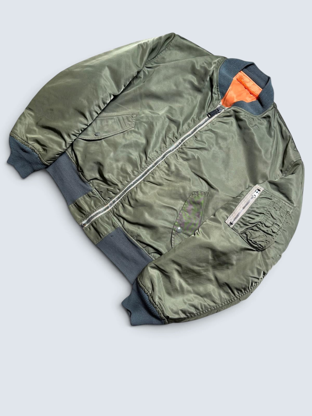 Jacket nylon bomber Ma-1 Greenbrier Industries made in USA sage green original 1980’s - L