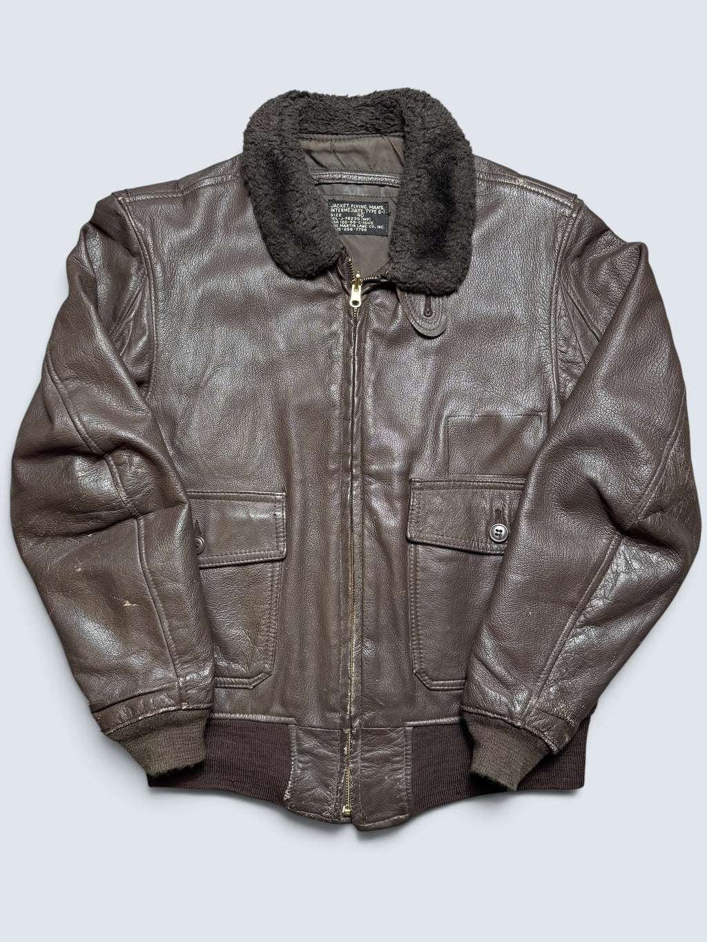 Jacket cuir goatskin flight G-1 original US Navy The Martin Lane 1969 Vietnam Era - 40 (M)