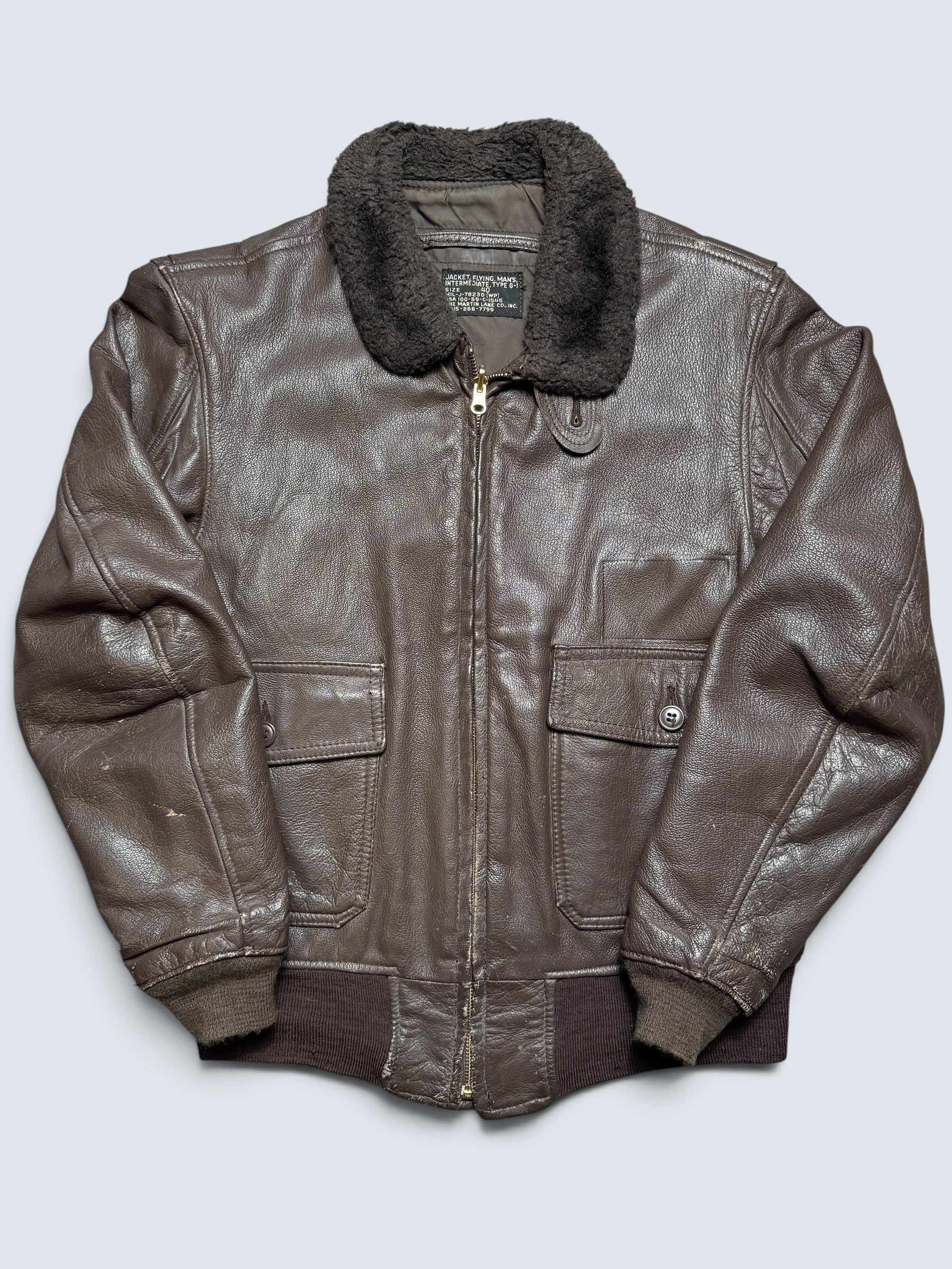 Jacket cuir goatskin flight G-1 original US Navy The Martin Lane 1969 Vietnam Era - 40 (M)