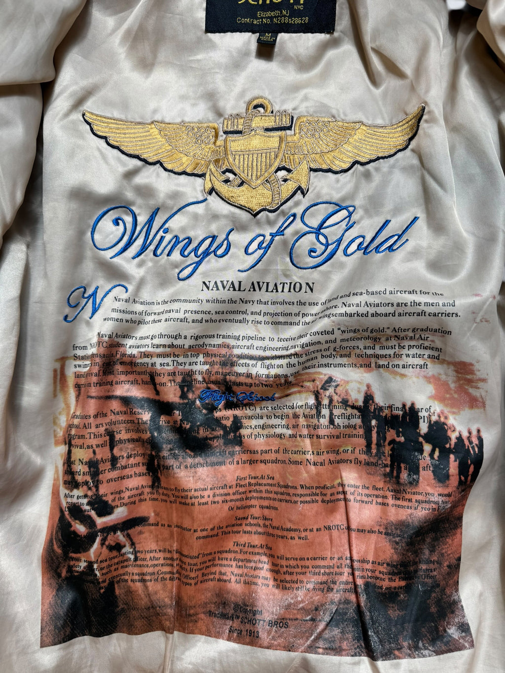 Jacket cuir cowhide flight pilot Schott NYC G-1 usn wings of gold full patch black 00's - M