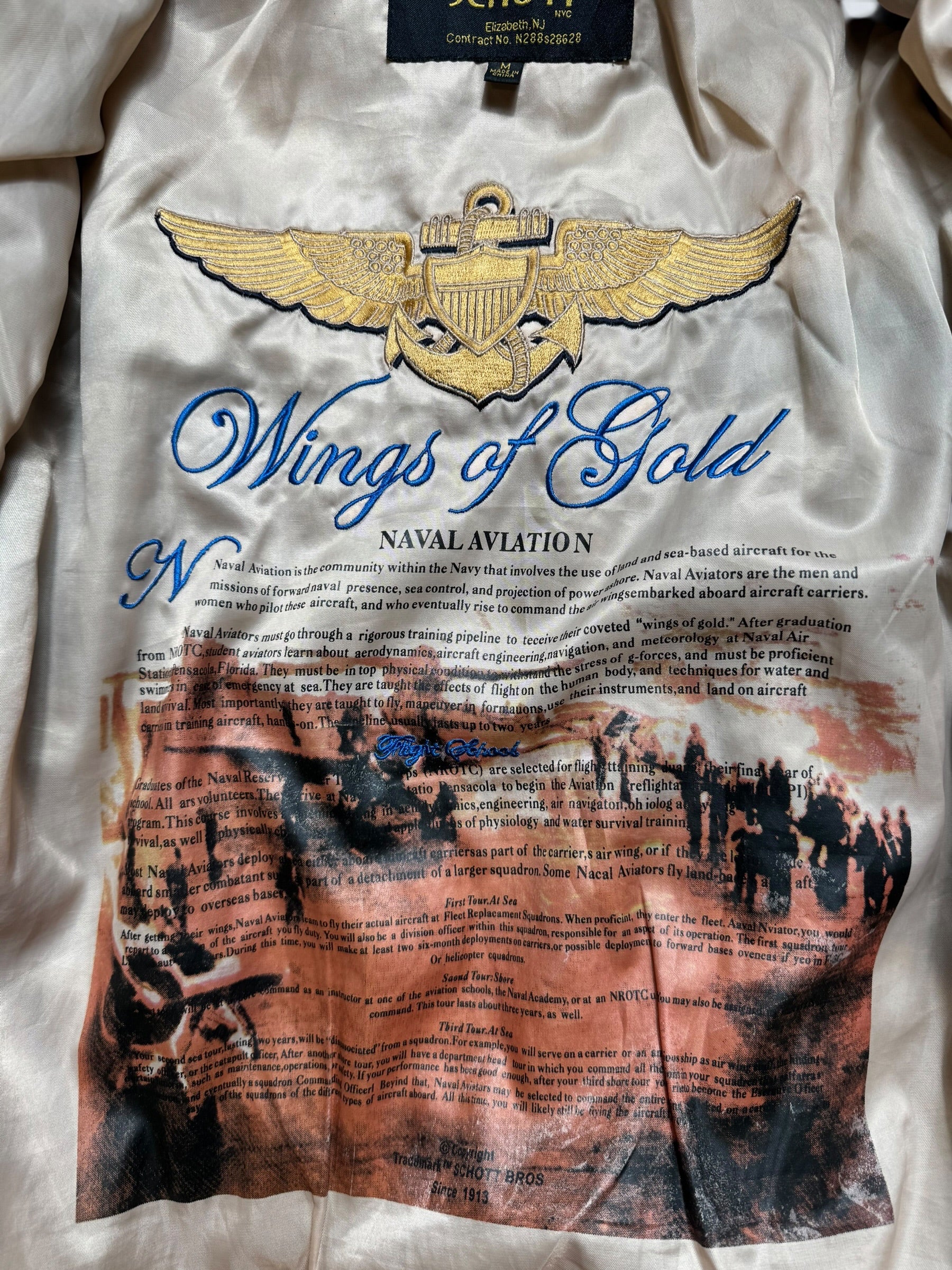 Jacket cuir cowhide flight pilot Schott NYC G-1 usn wings of gold full patch black 00's - M