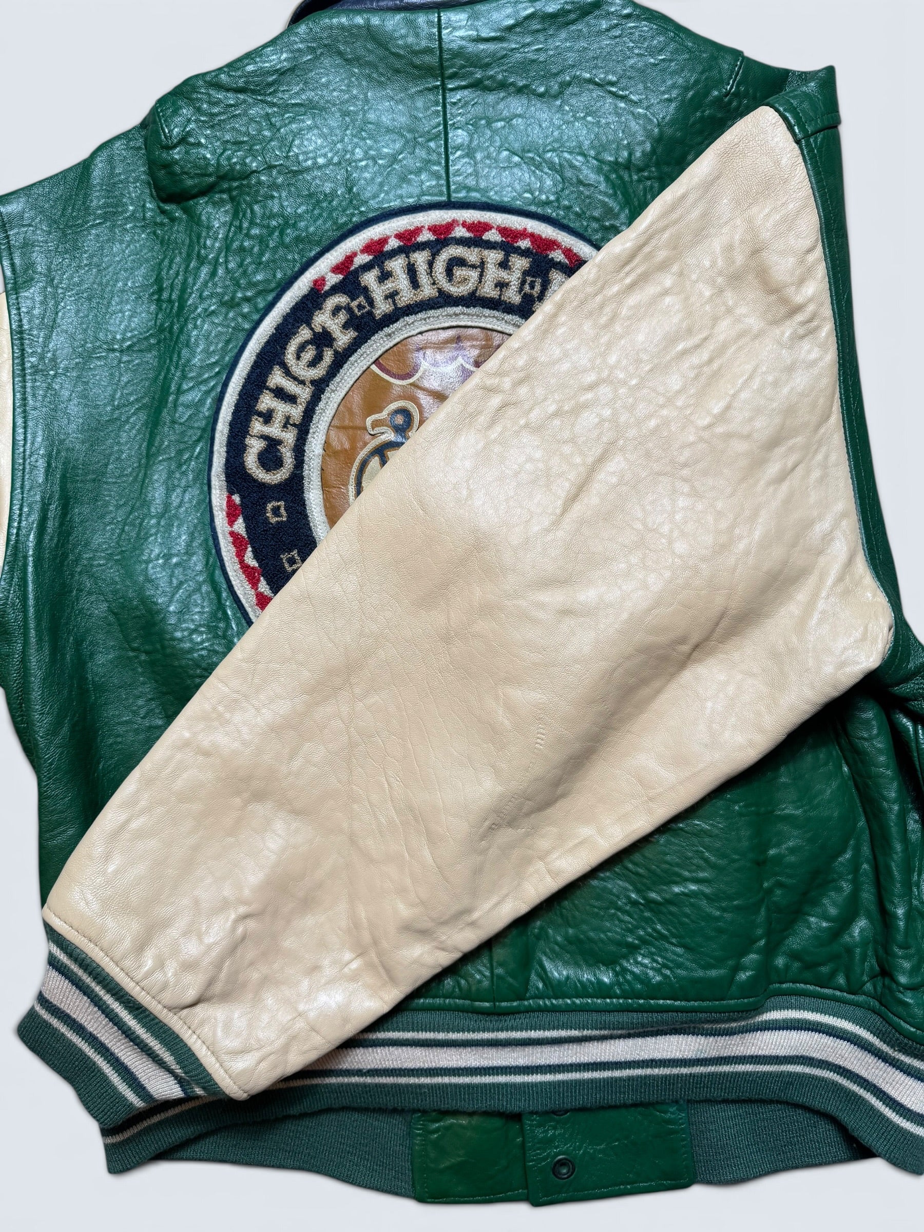 Jacket varsity baseball sport Avirex ltd hawk team made in usa green vintage 90’s - L/XL