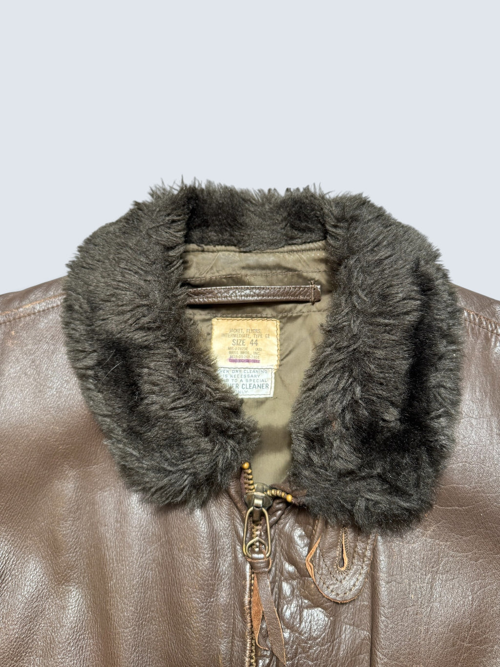 Jacket cuir goatskin flight G-1 original US Navy Brill Bros 1975 Vietnam Era - 44 (XL)