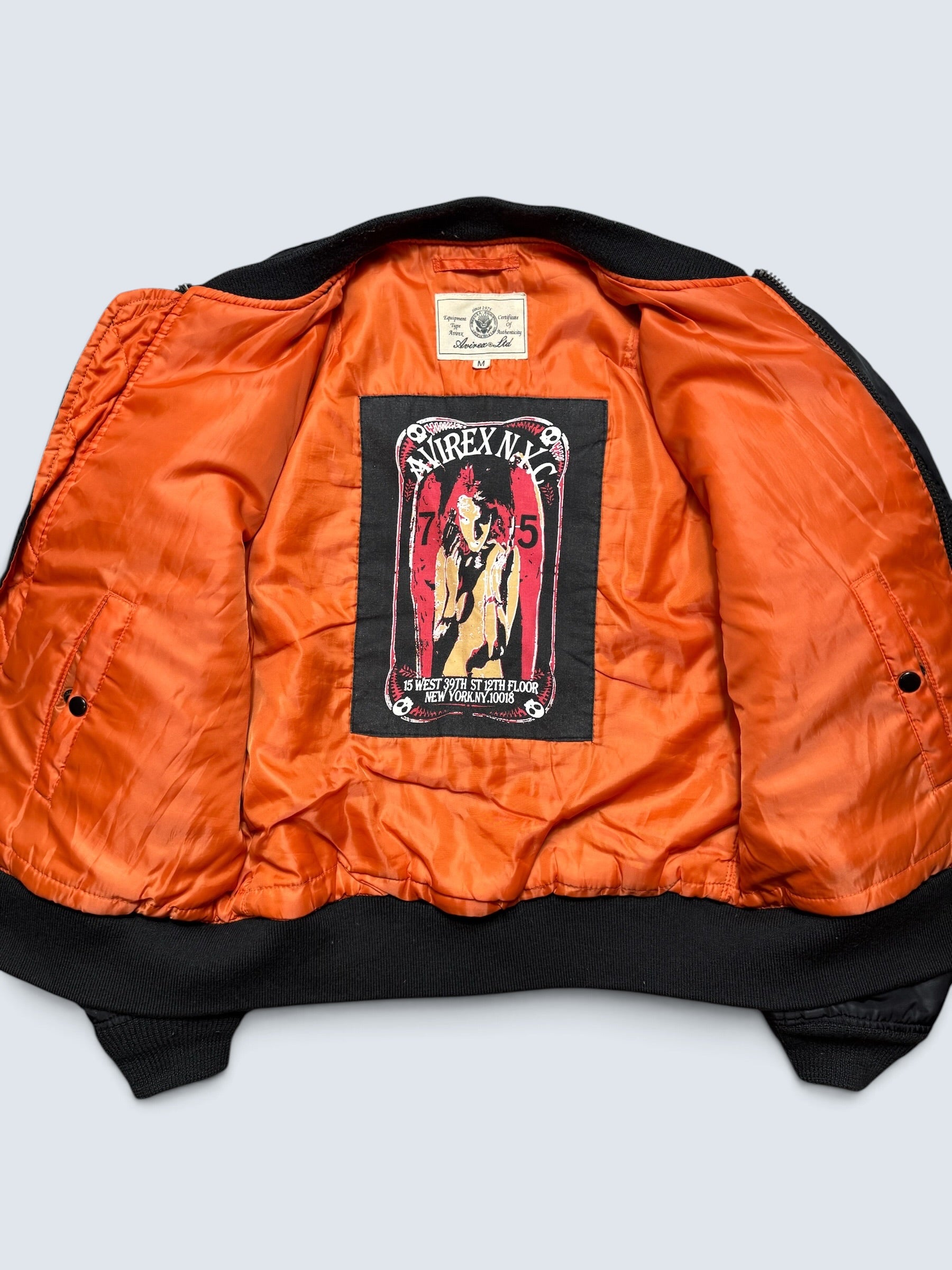 Jacket bomber flight Ma-1 Avirex LTD 75 FSG made in Korea black vintage 90's - M
