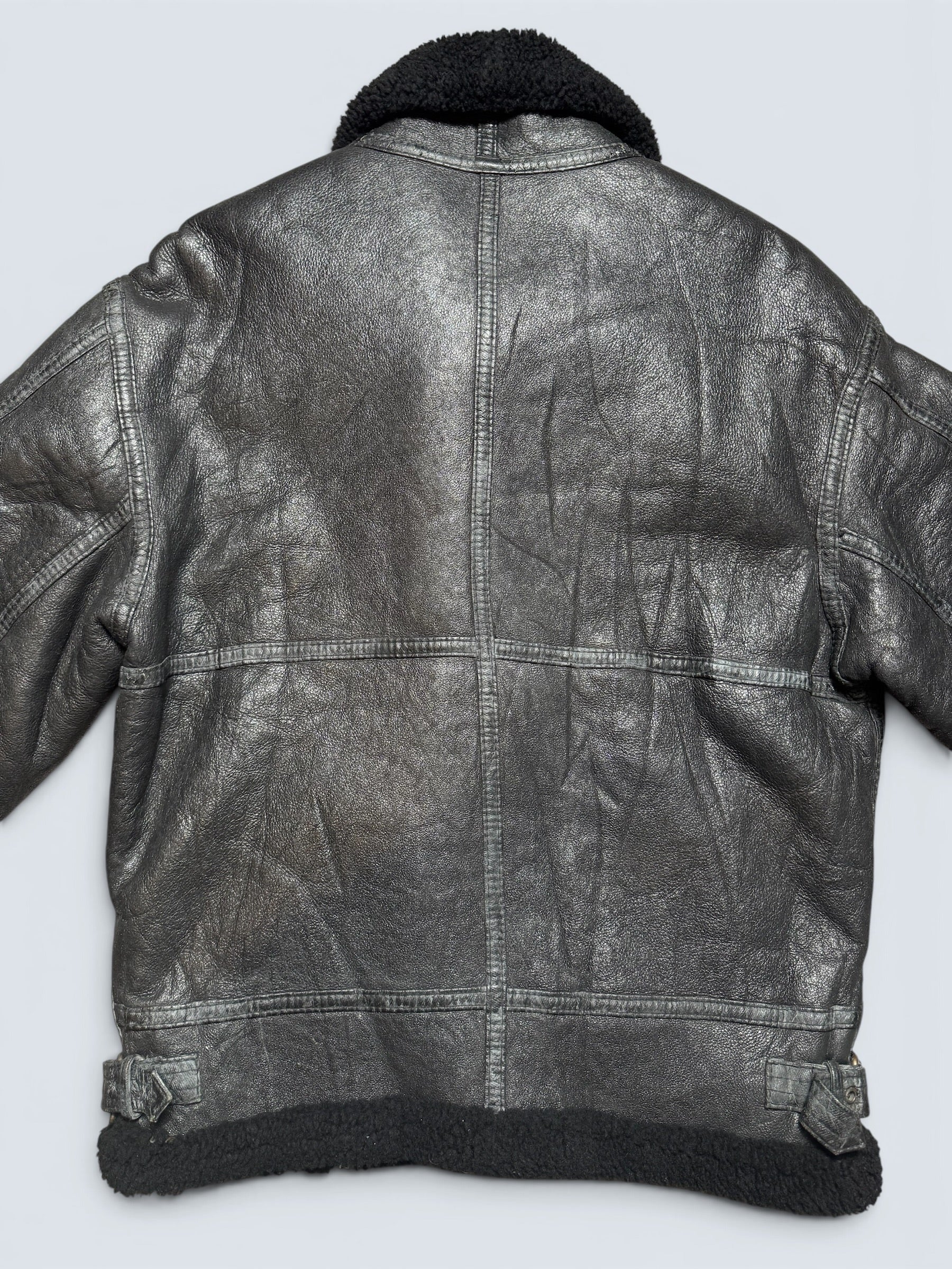 Jacket cuir flight shearling B-3 High Speed Flight Japan usaf black vintage 90’s - L