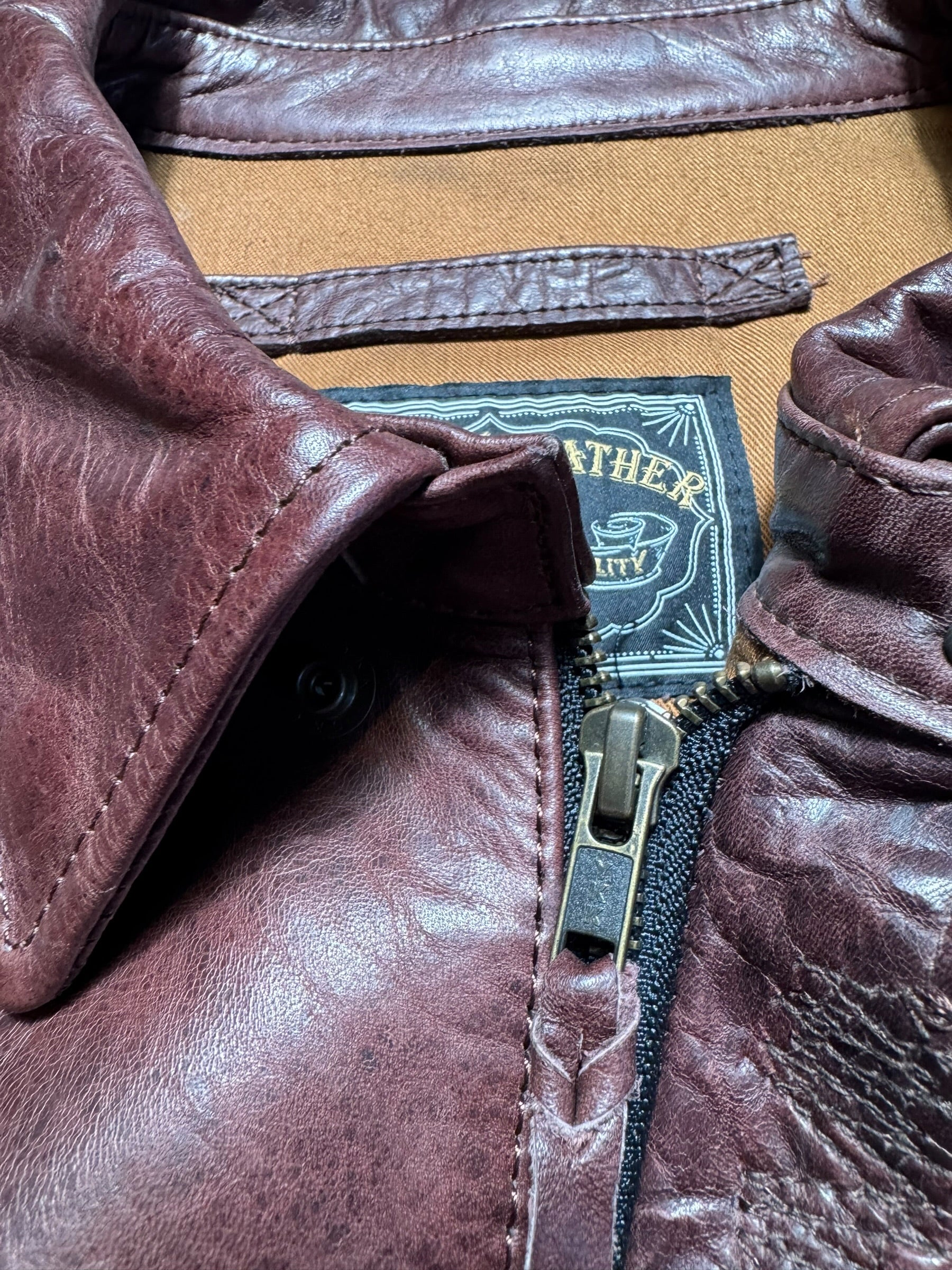 Jacket cuir horsehide flight A-2 Curphey Leather Hell's Angels patch & nose art usaf brown - 42 (L)