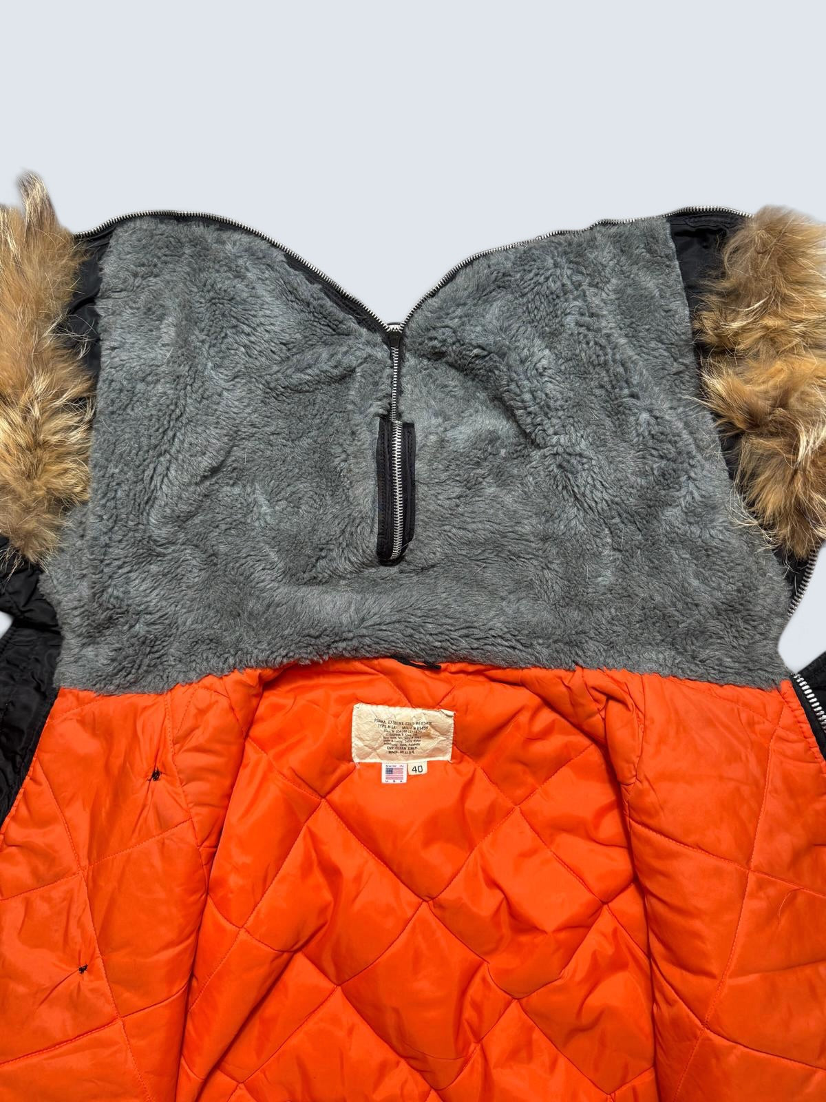 Jacket nylon parka fur bomber flight N-5A Golden Fleece black original 60's/70's - 40 (M)