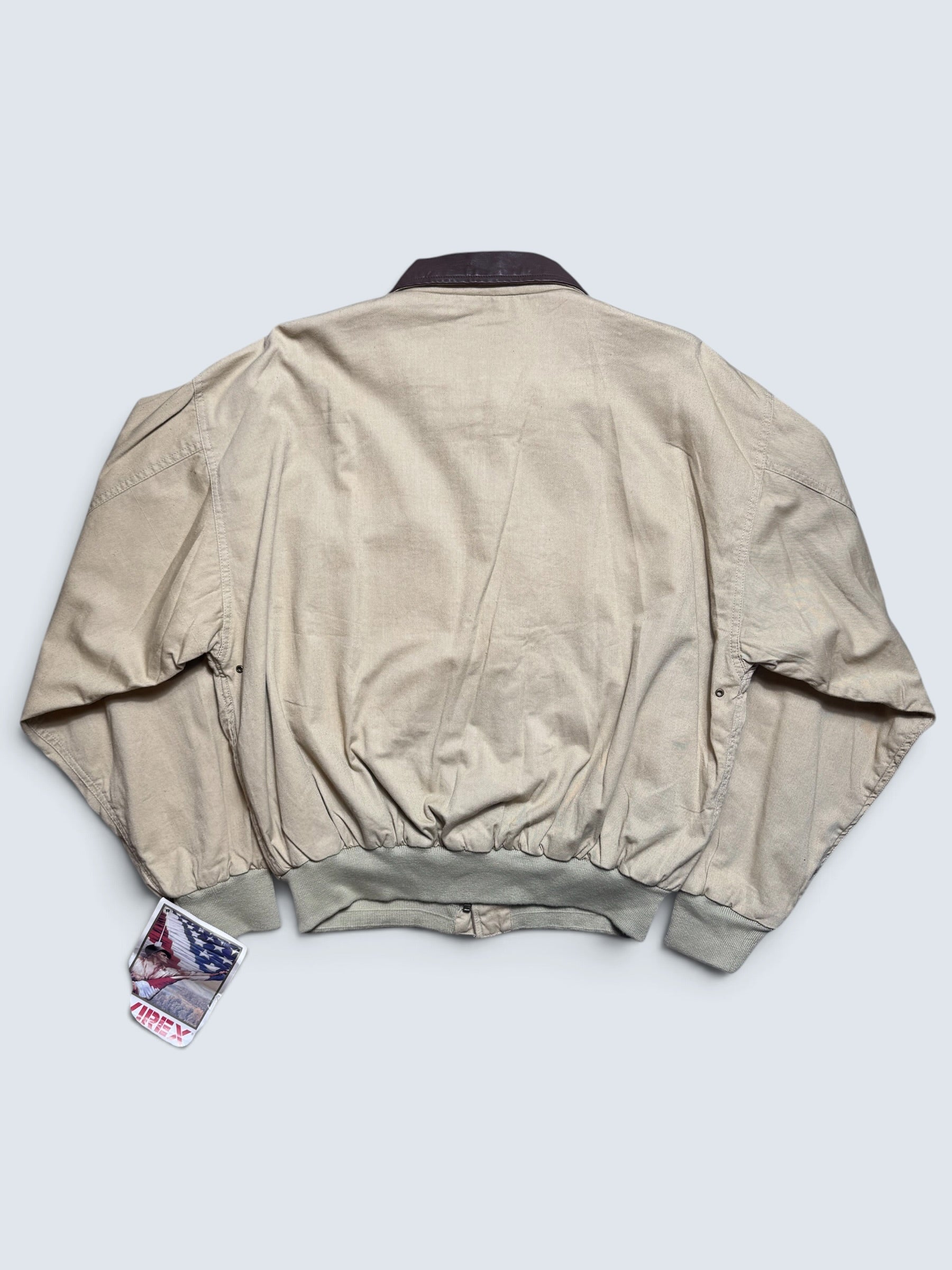 Jacket deadstock flight A-2 Cotton Twill Avirex usa usaf patch beige 1992 - L/XL