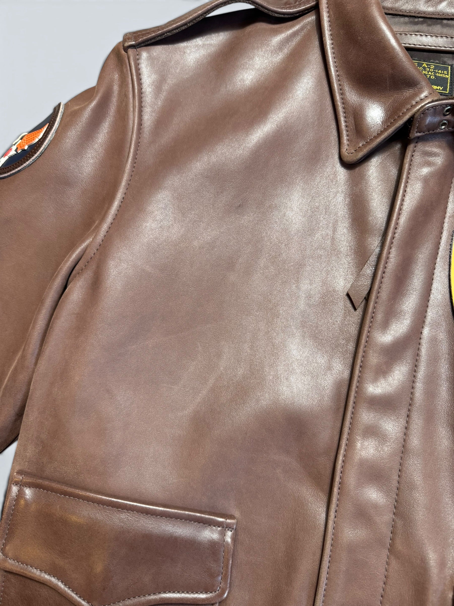 Jacket cuir cowhide flight A-2 Avirex LTD usaf flying tigers full patch brown - 38 (S/M)