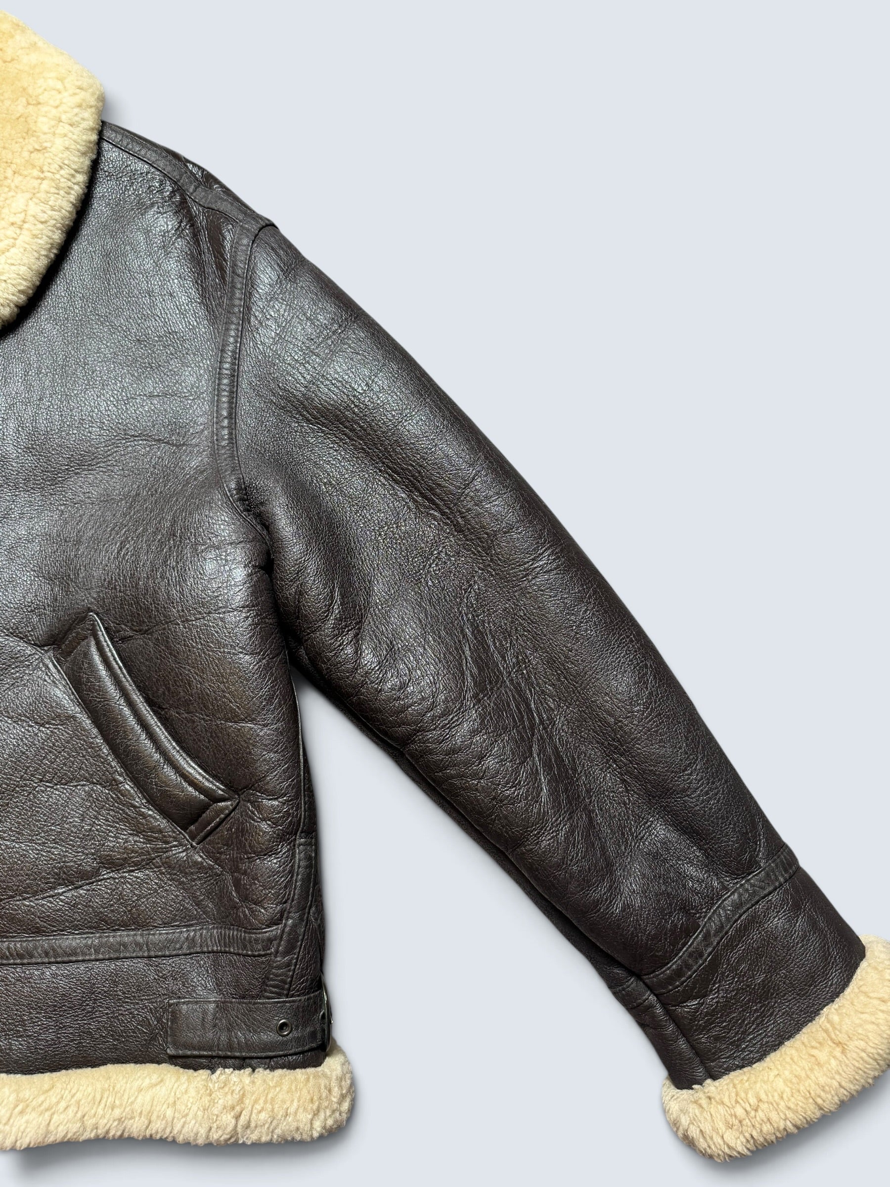 Jacket cuir bomber flight shearling aviator B-3 made in Australia usaf black vintage 90’s - L