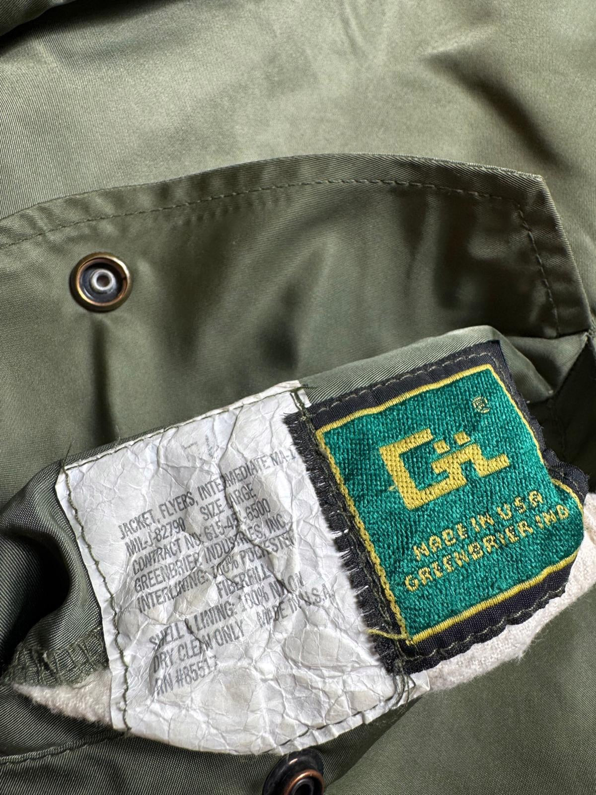 Jacket nylon bomber Ma-1 Greenbrier Industries made in USA sage green original 1980’s - L